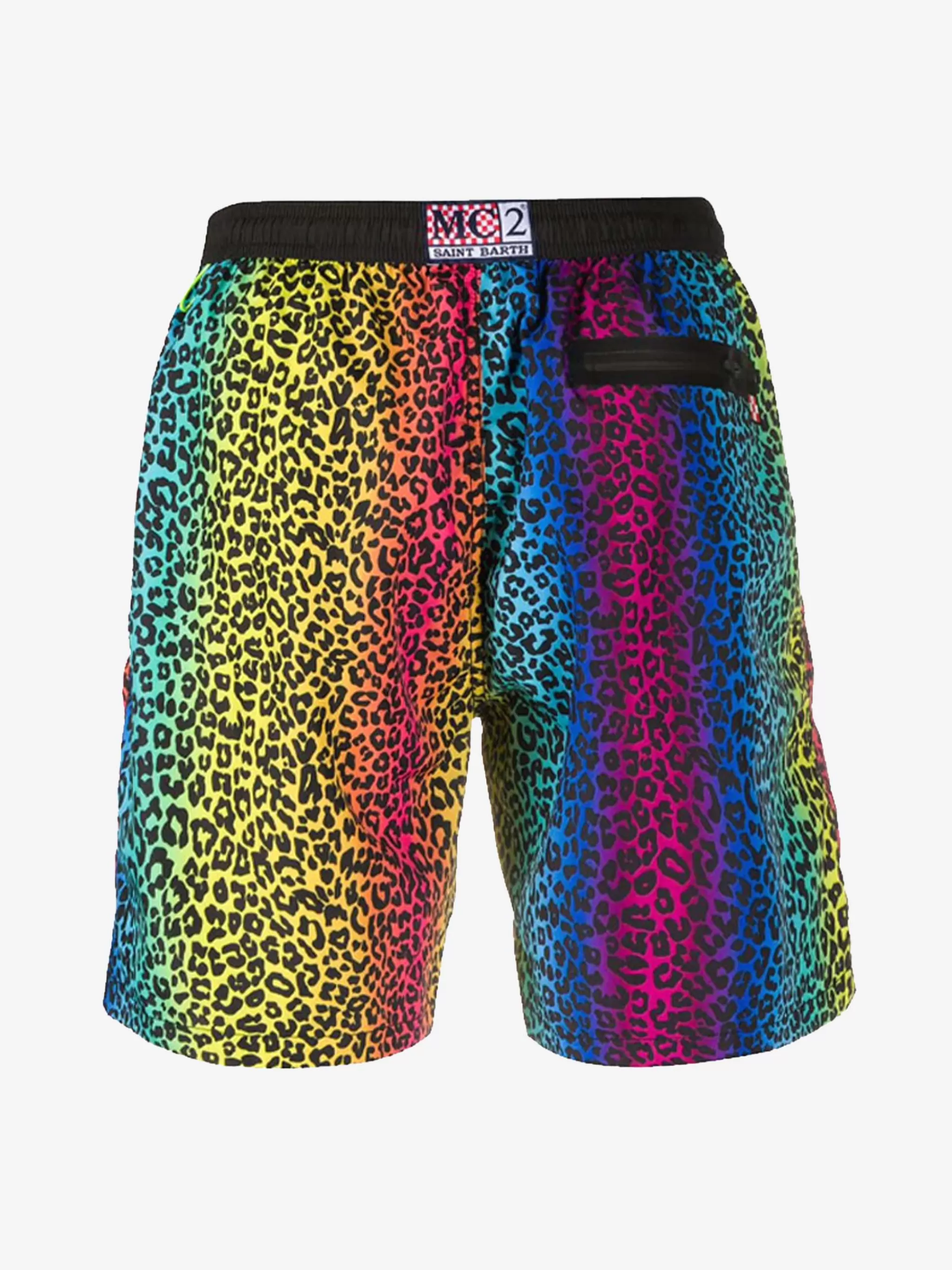 MC2 Saint Barth Animalier rainbow print light fabric zipped swim shorts Outlet