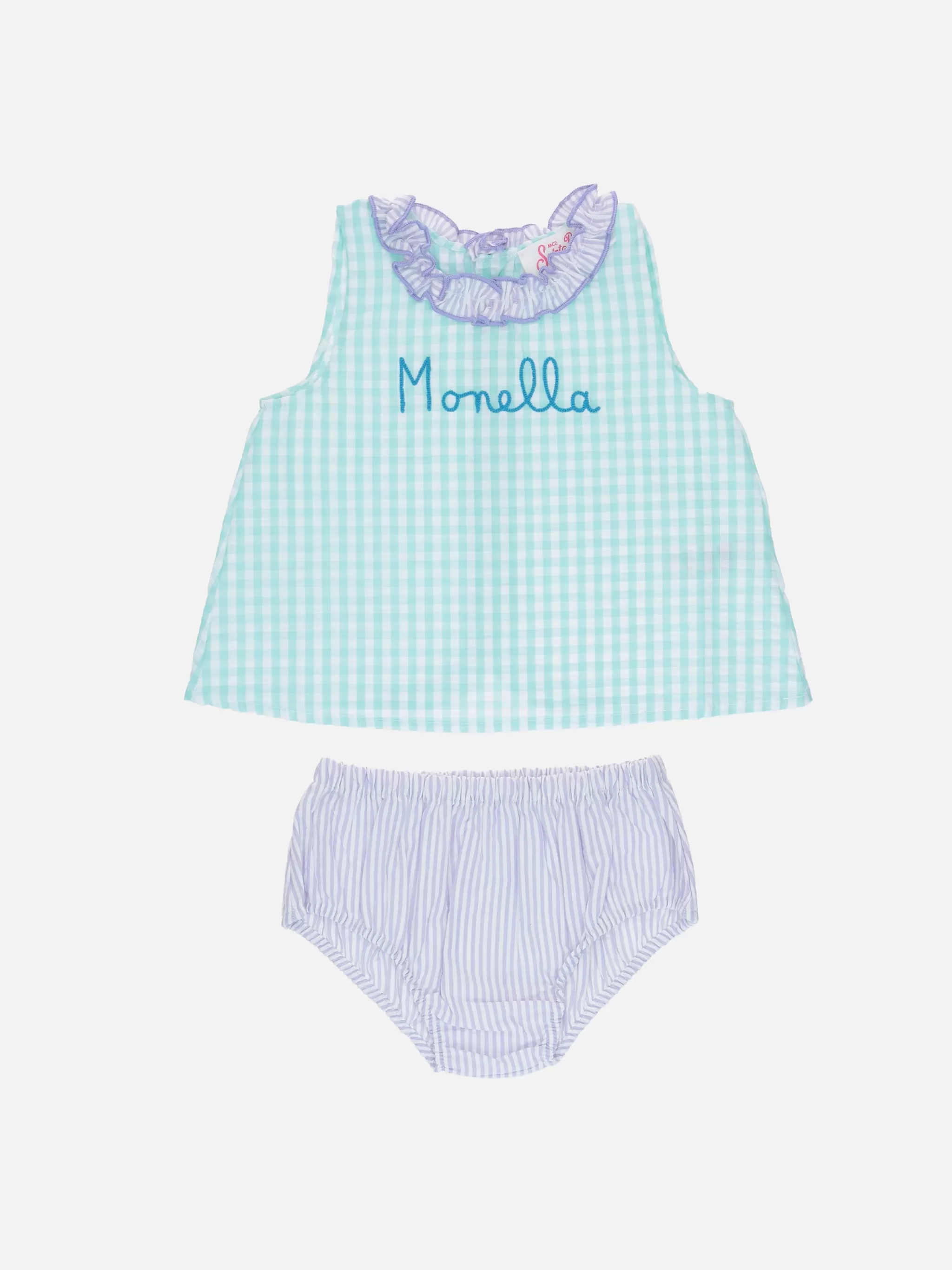 MC2 Saint Barth Baby gingham cotton dress Abbie with top and bloomers Online