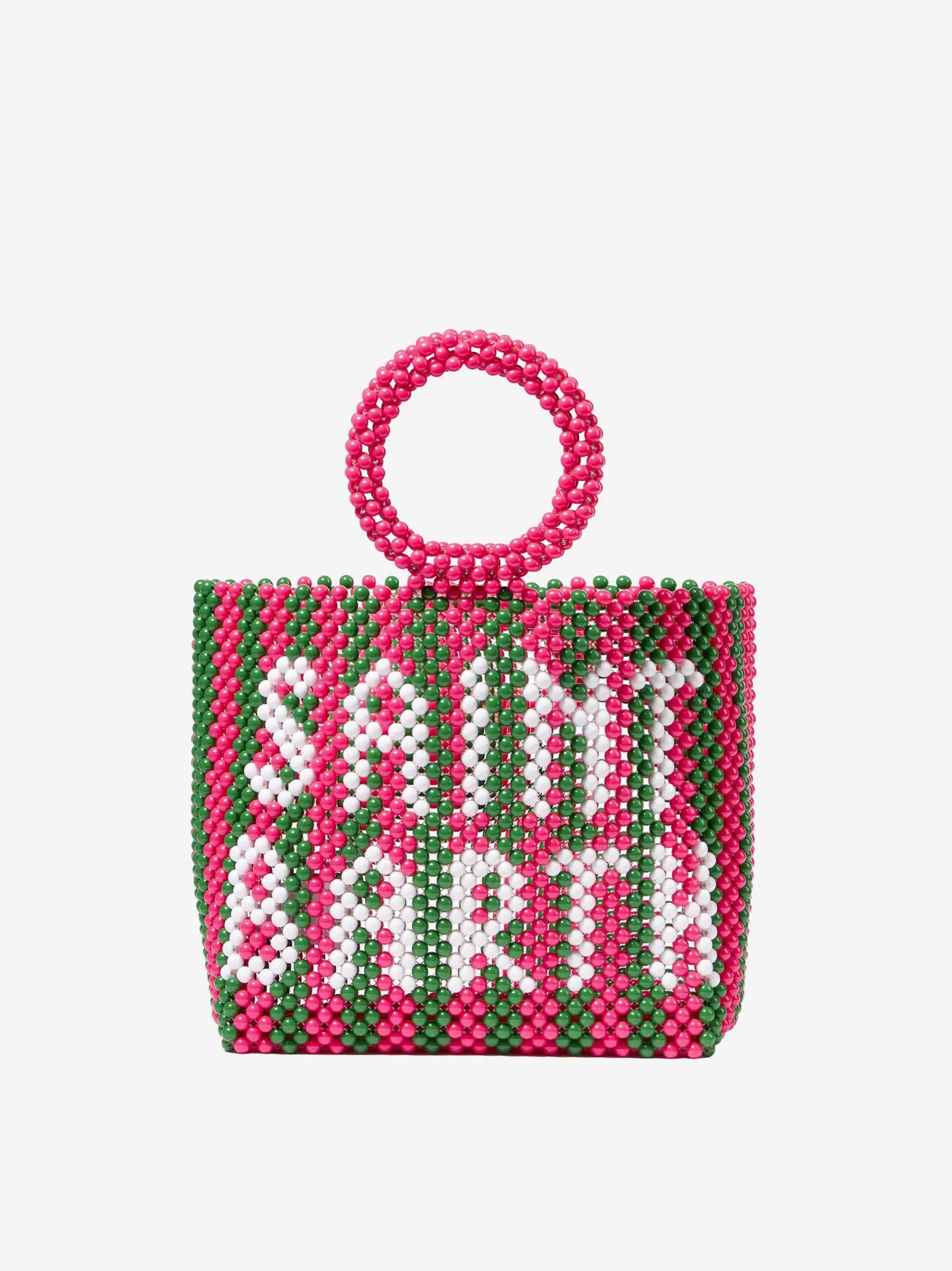 MC2 Saint Barth Beaded handbag with pink and green stripes Store