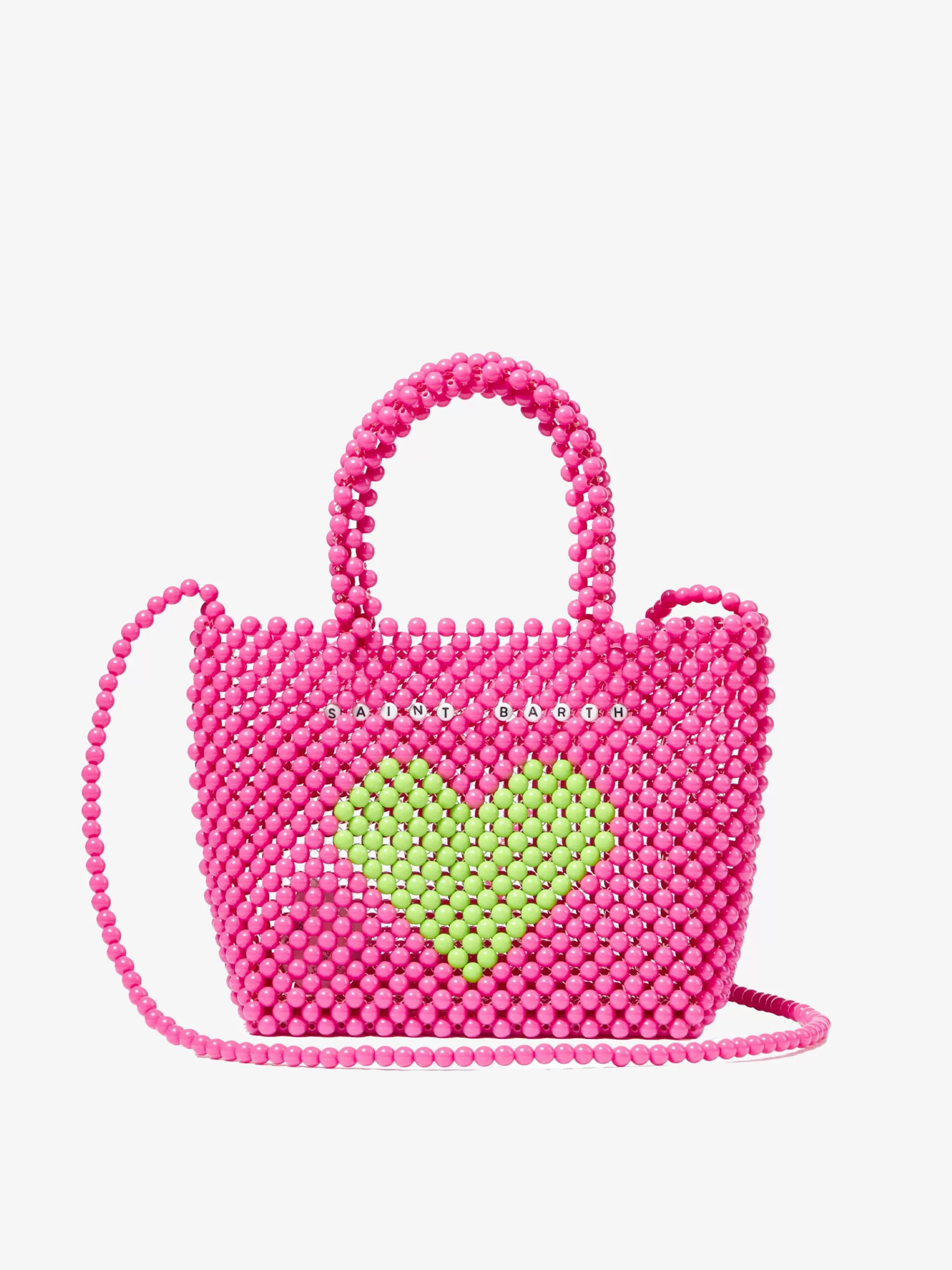 MC2 Saint Barth Beaded pink handbag with green heart Cheap