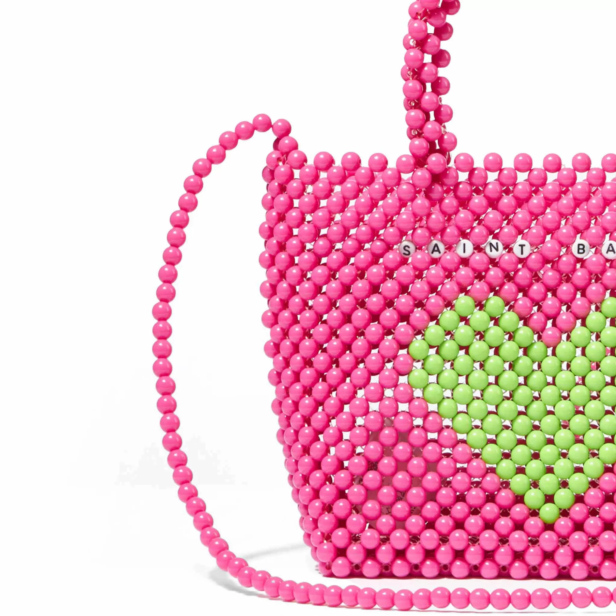 MC2 Saint Barth Beaded pink handbag with green heart Cheap