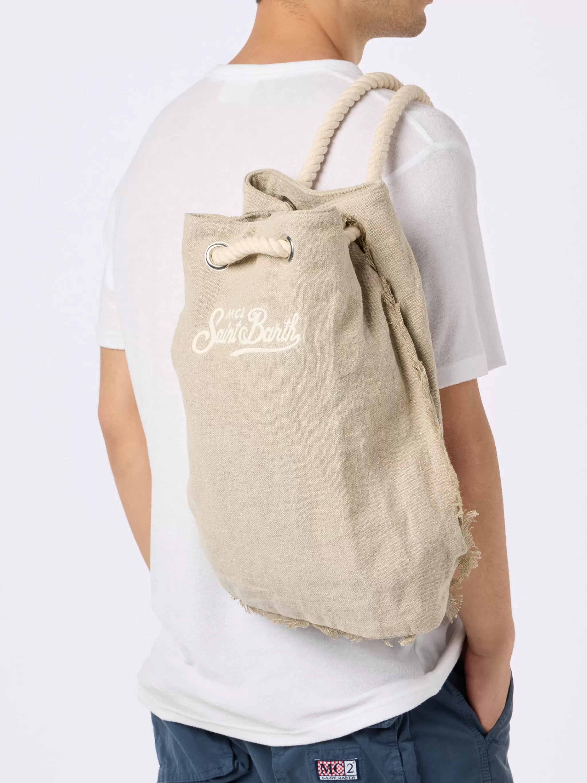 MC2 Saint Barth Beige boat linen backpack Fashion