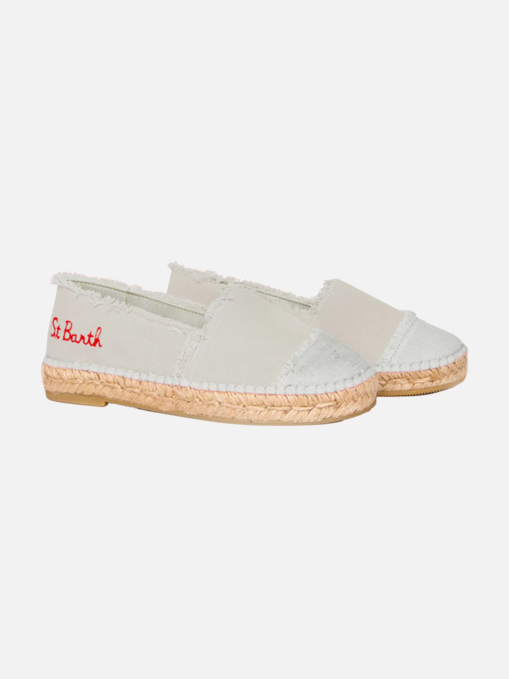 MC2 Saint Barth Beige canvas espadrillas with embroidery Discount