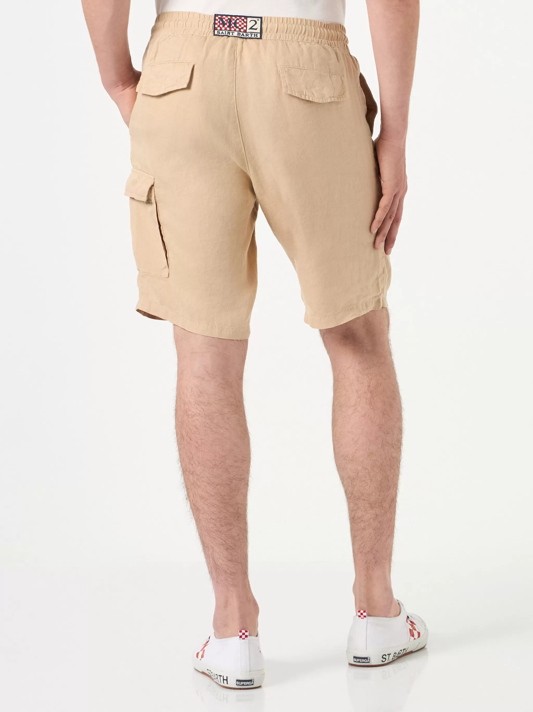 MC2 Saint Barth Beige linen bermuda shorts New