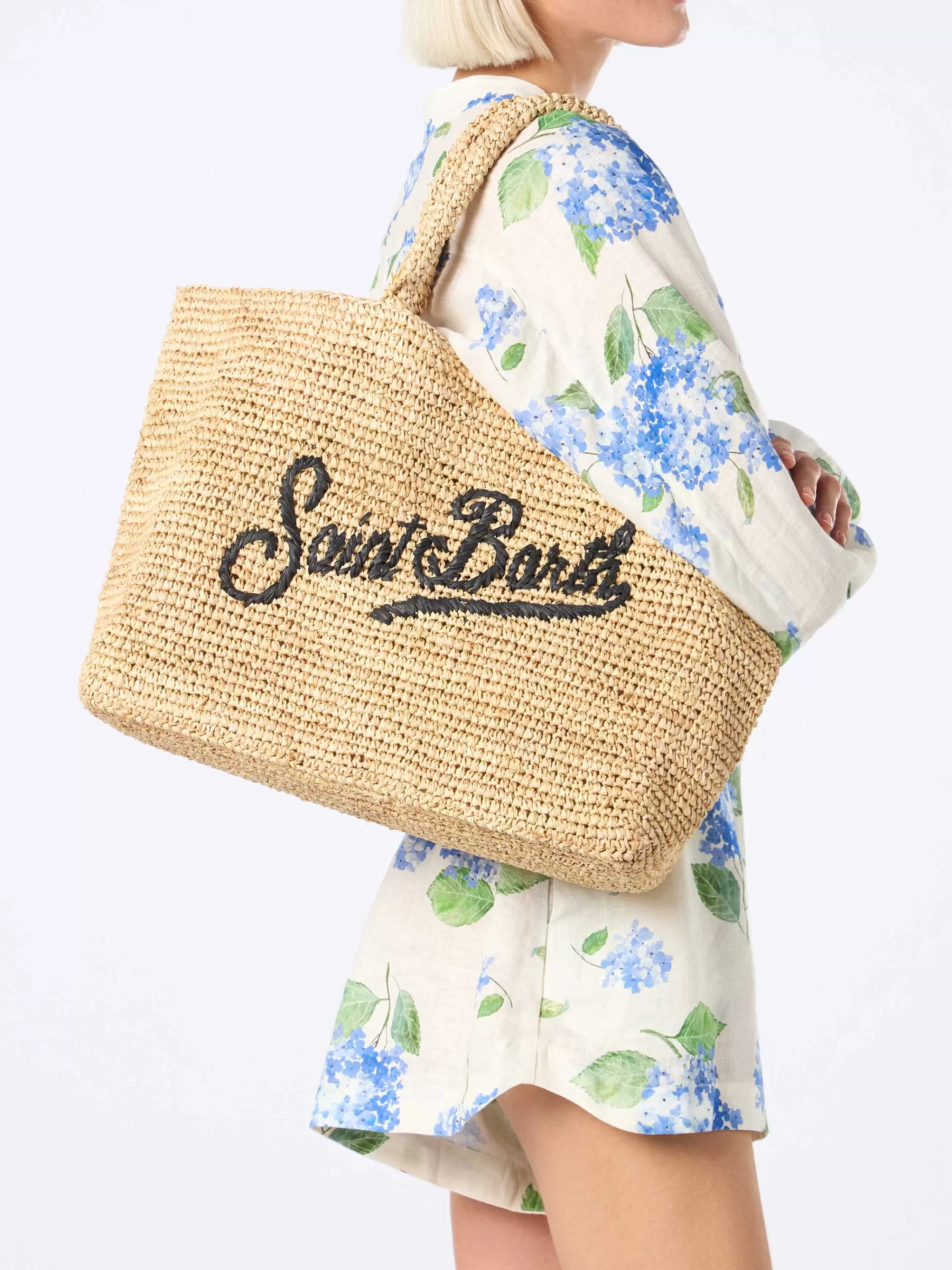 MC2 Saint Barth Beige Raffia Beach bag with cotton pouch Best