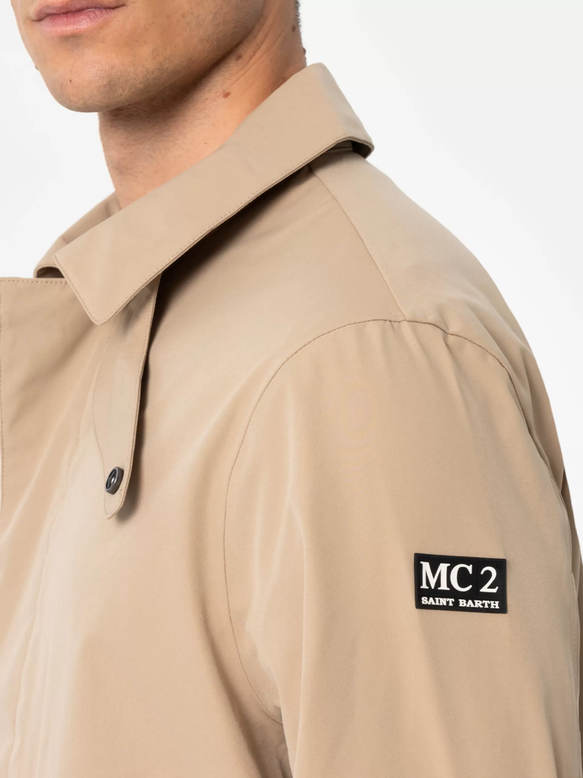 MC2 Saint Barth Beige stretch fabric trench Elbert with welt Clearance