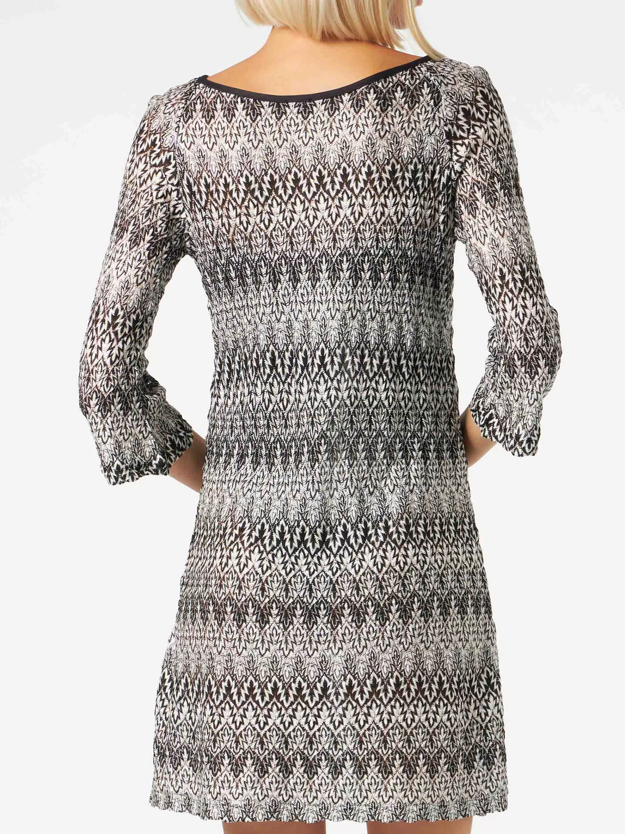 MC2 Saint Barth Black and white knitted chevron mini dress Store