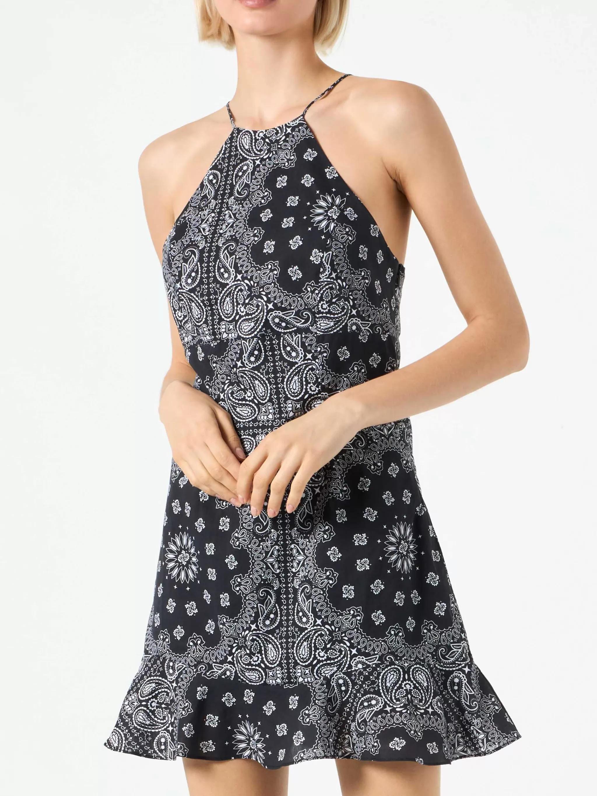 MC2 Saint Barth Black bandanna print slip dress Avrill New