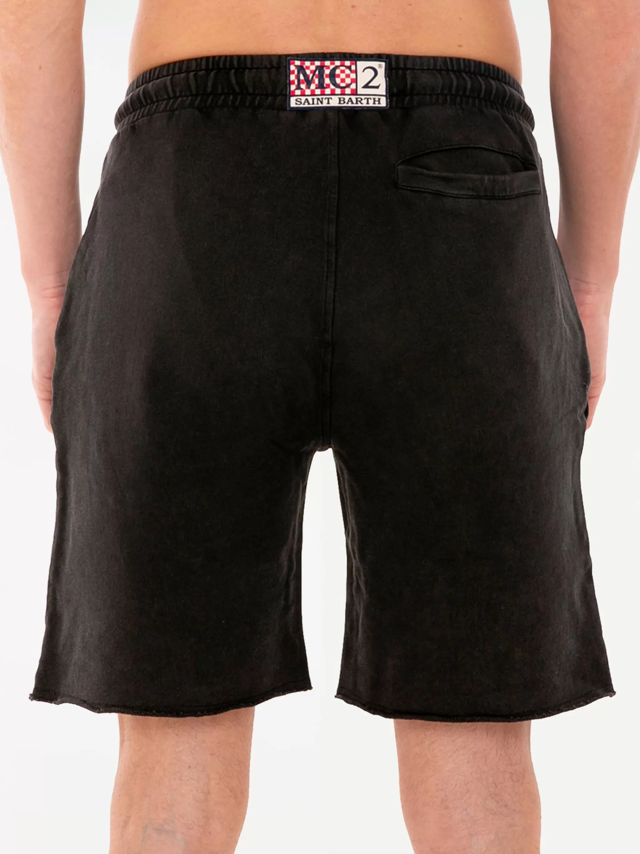 MC2 Saint Barth Black cotton man bermuda faded look Best Sale