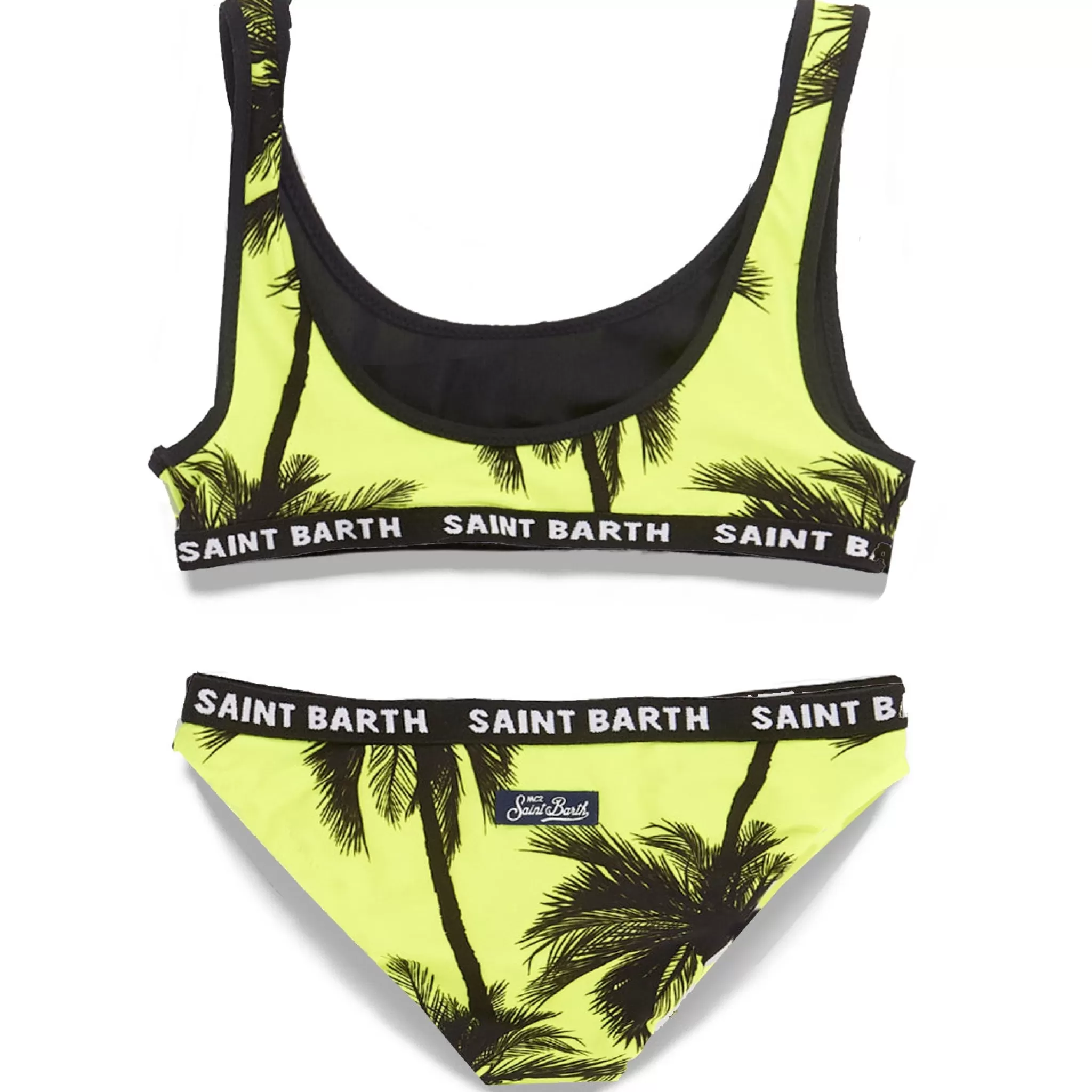 MC2 Saint Barth Black palm all over print girl's bralette bikini Cheap