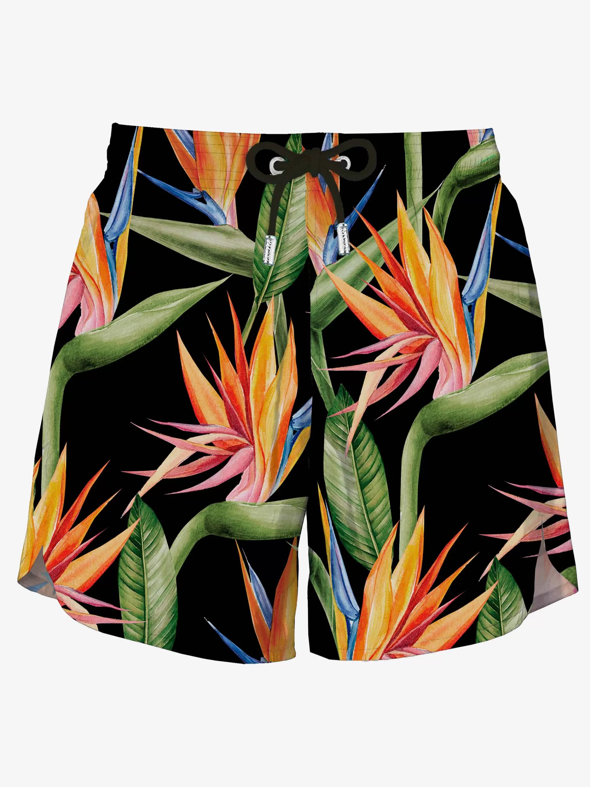 MC2 Saint Barth Black Swim Short mid-lenght with flower print Store