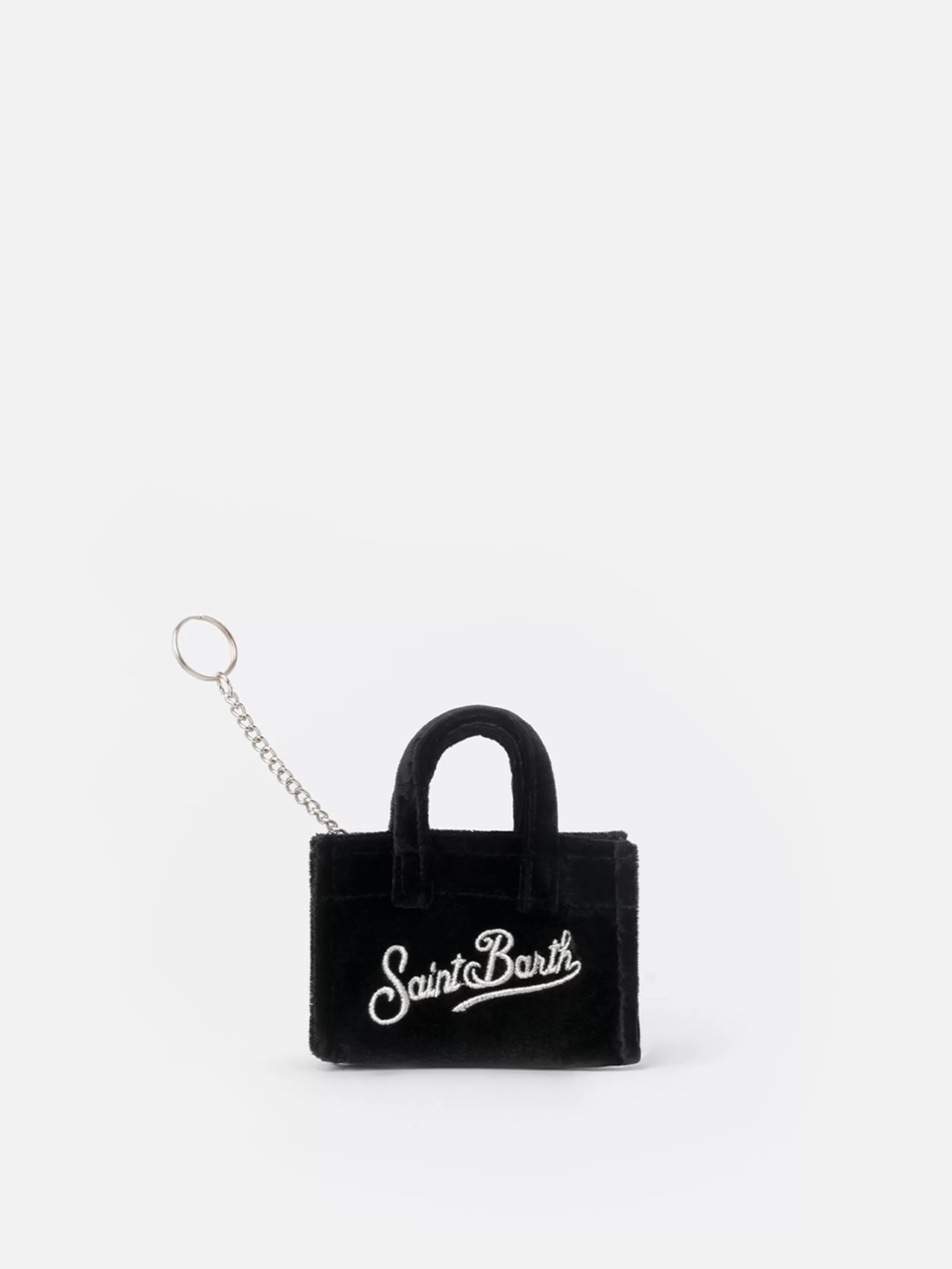 MC2 Saint Barth Black velvet fabric Key Holder with logo embroidery Hot