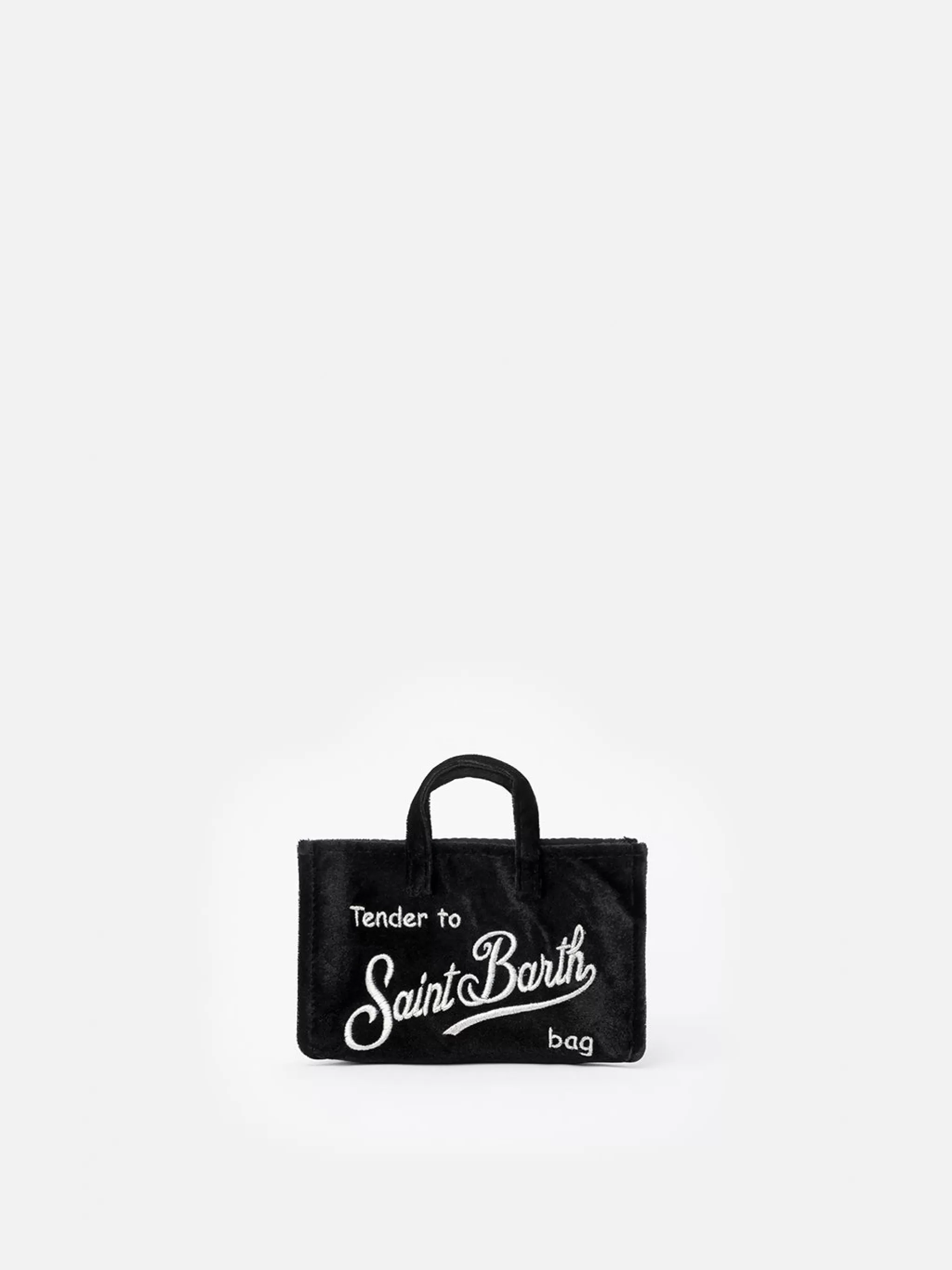 MC2 Saint Barth Black velvet Phone Bag with Saint Barth logo embroidery Online