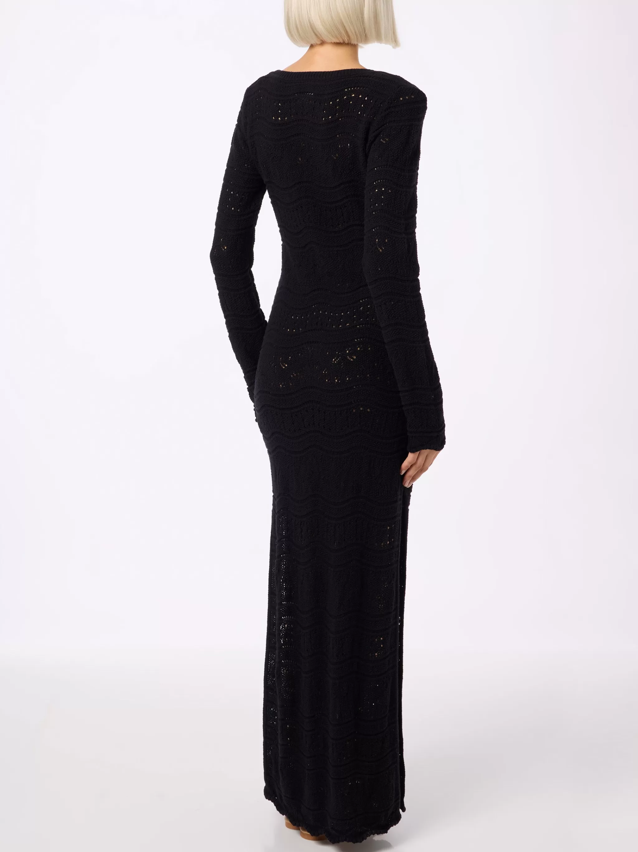 MC2 Saint Barth Black woman cotton knit midi dress Sale