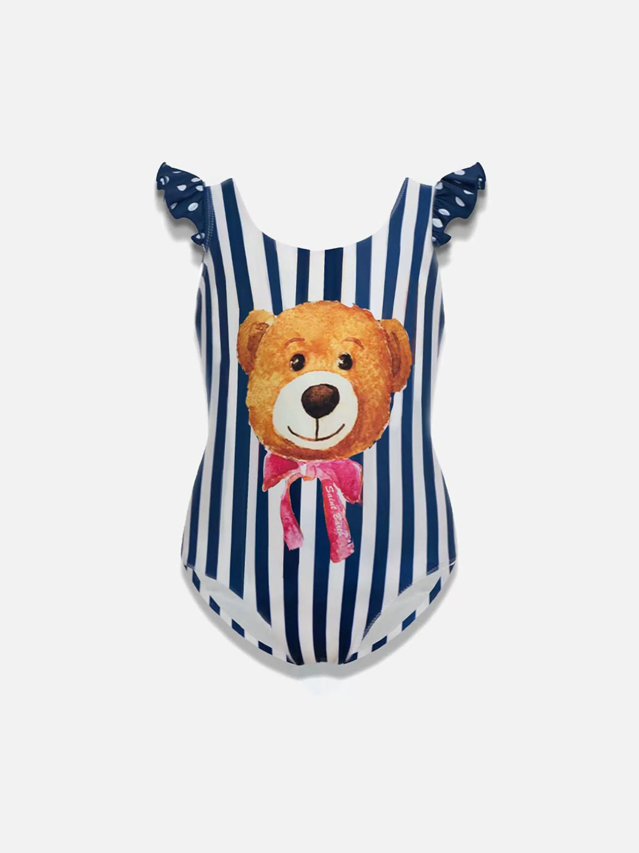 MC2 Saint Barth Blue and White Teddy Bear Girls Swimsuit Fashion