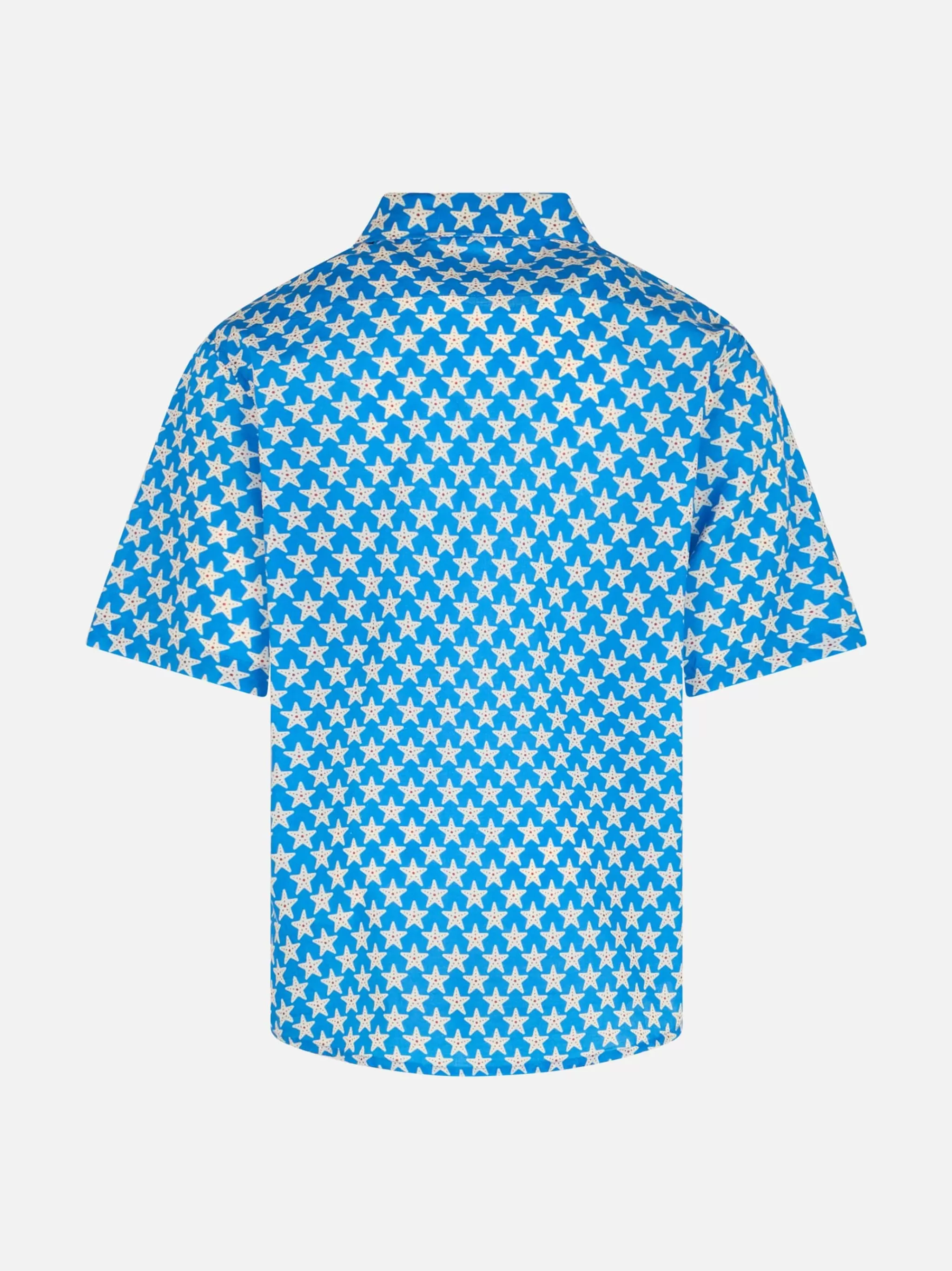 MC2 Saint Barth Blue Boy muslin cotton shirt Sharouk with seastar print Best Sale