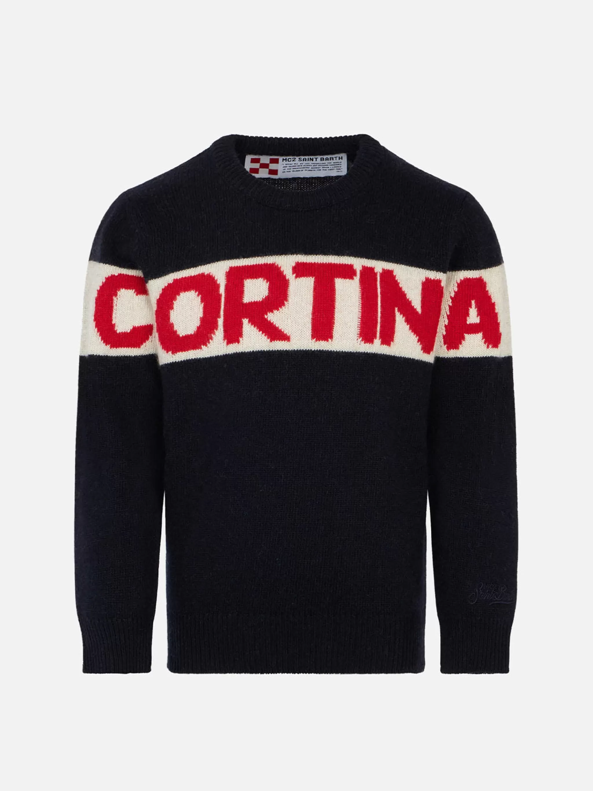 MC2 Saint Barth Blue boy sweater Cortina red graphic Store