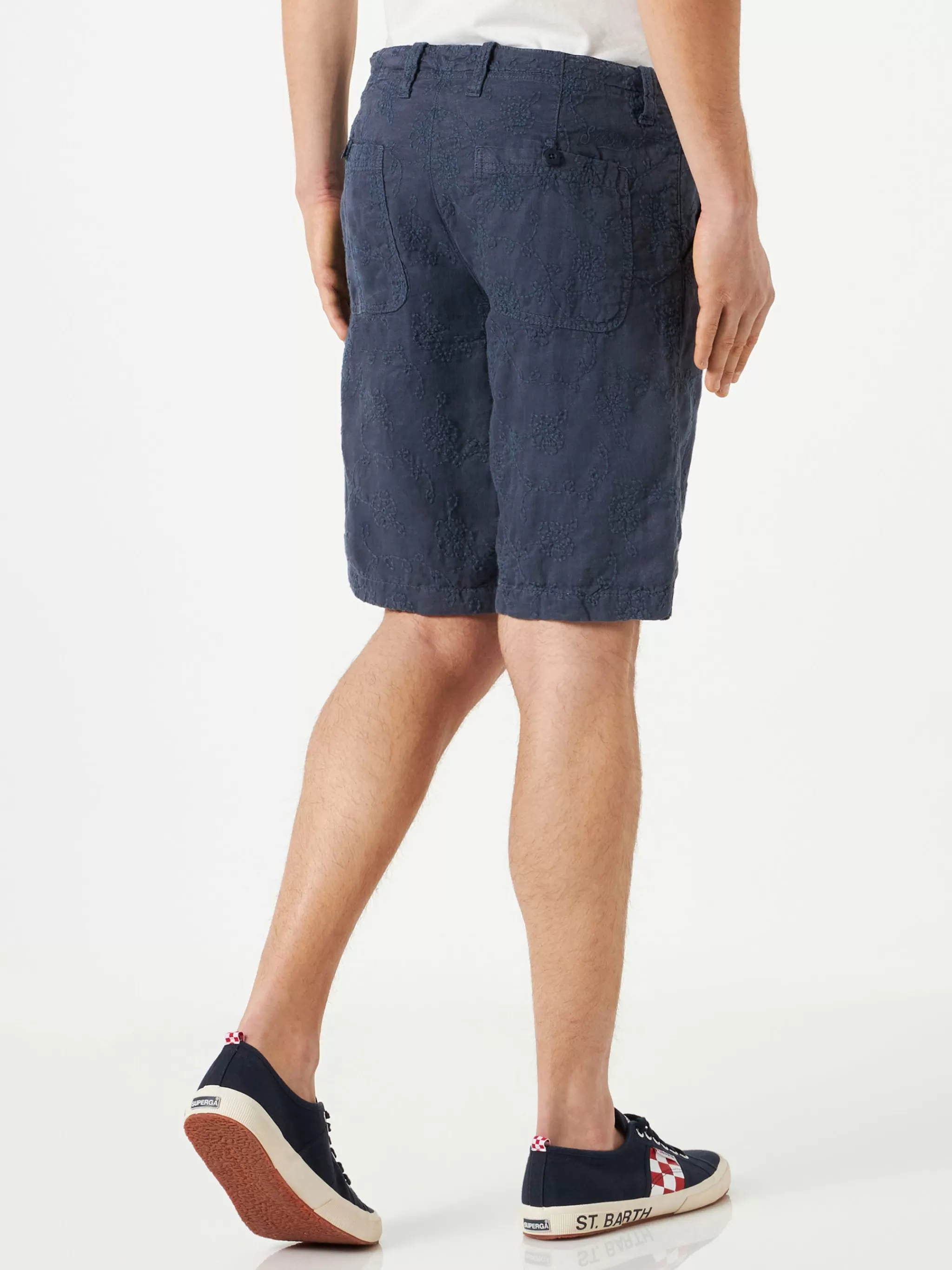 MC2 Saint Barth Blue embroidered bermuda shorts Outlet