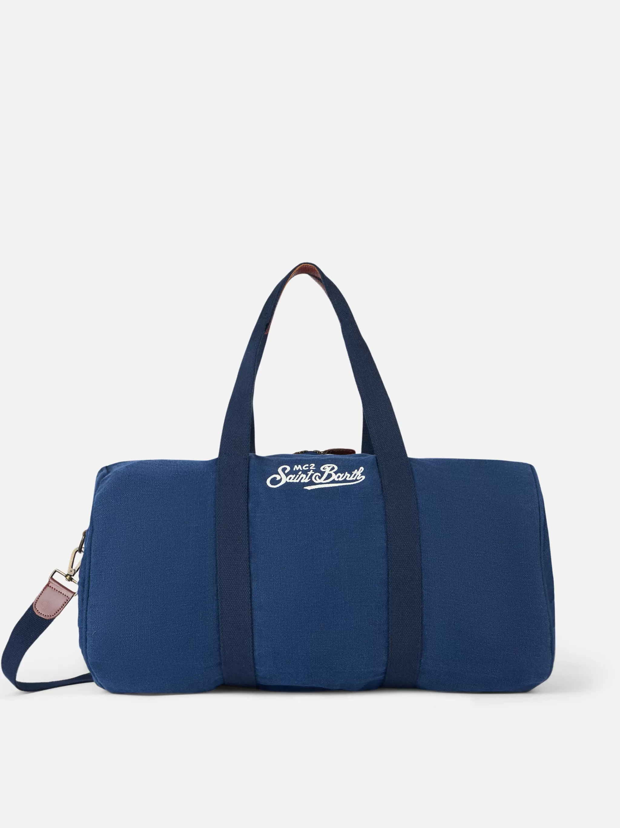 MC2 Saint Barth Blue linen travel duffle bag Jetleg Fashion