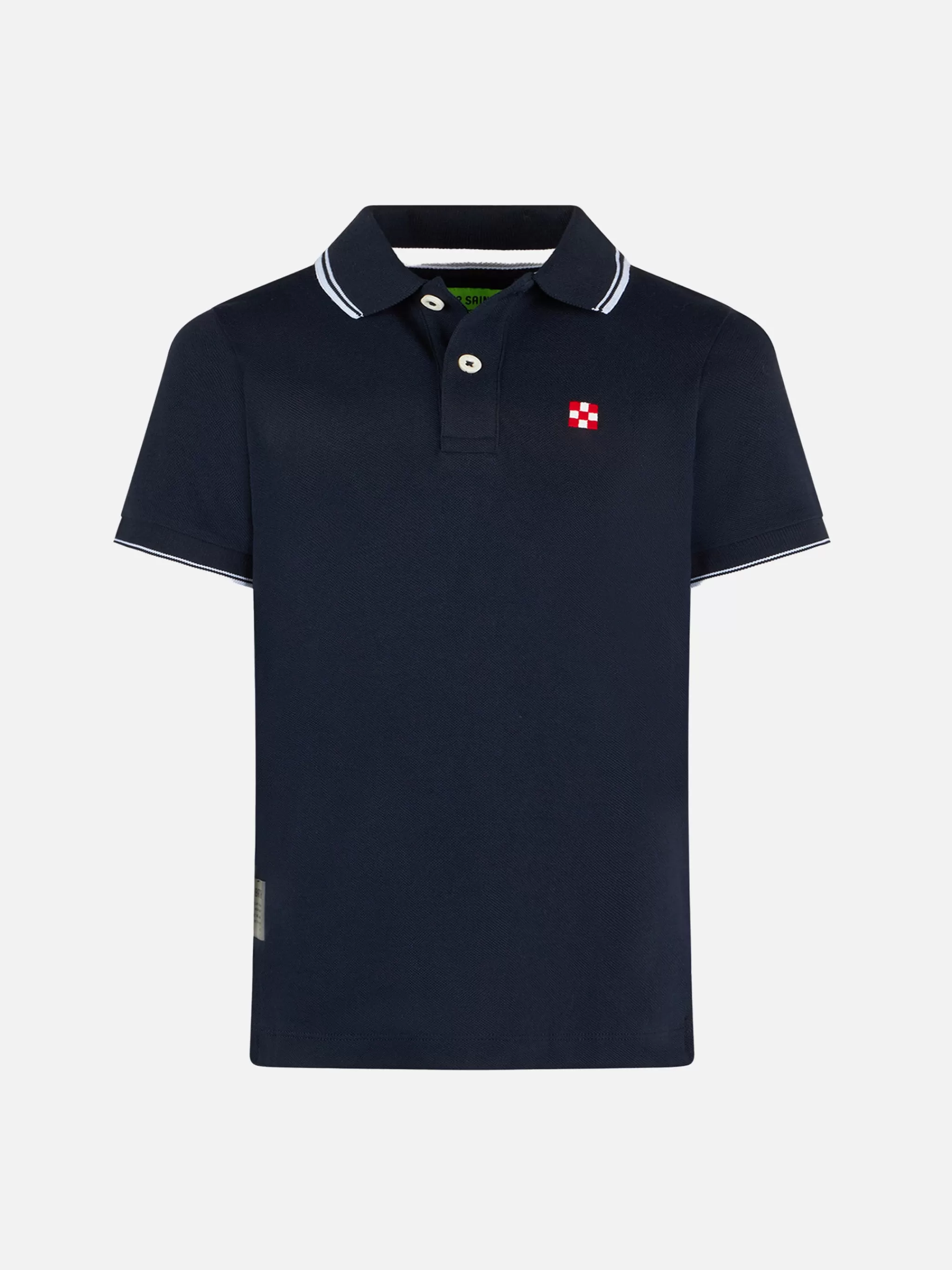 MC2 Saint Barth Blue piquet polo with St. Barth logo Best