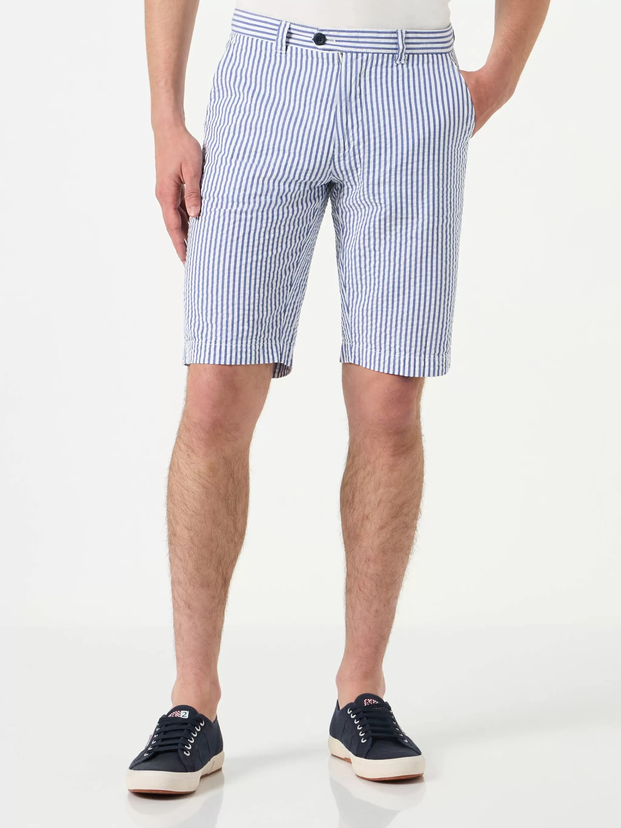 MC2 Saint Barth Blue striped bermuda shorts Online