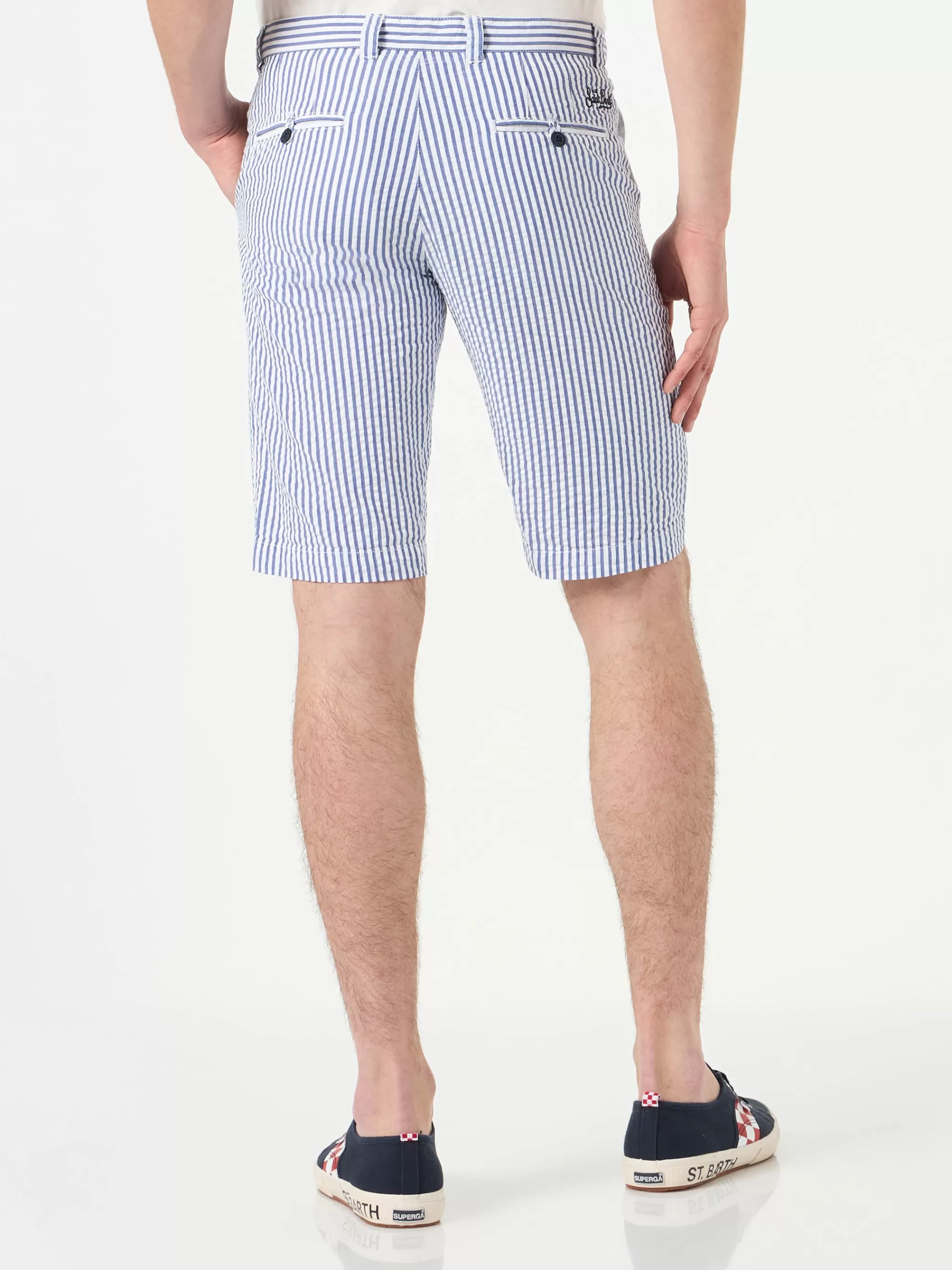 MC2 Saint Barth Blue striped bermuda shorts Online