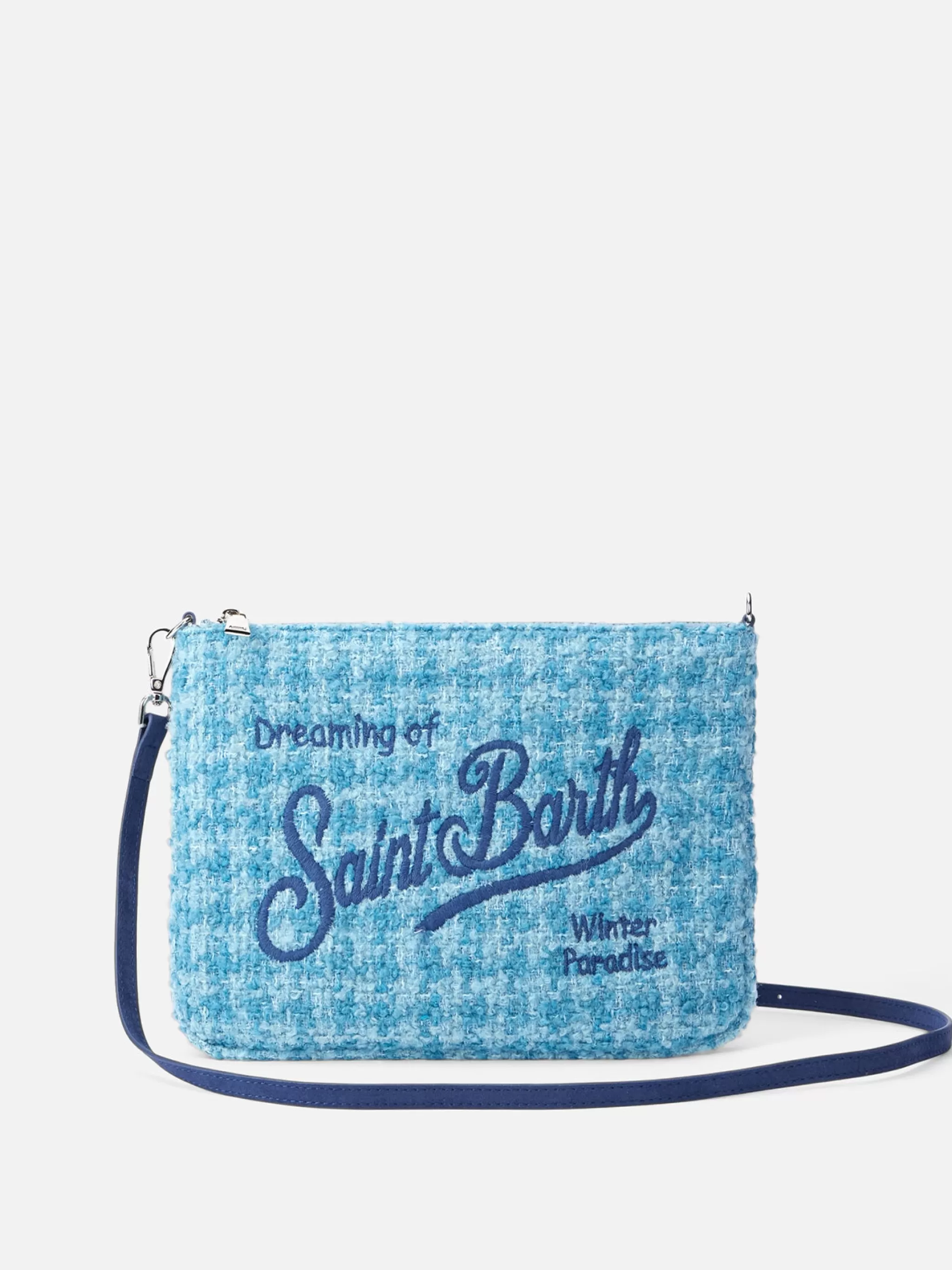 MC2 Saint Barth Blue tweed Parisienne pouch with chain Discount