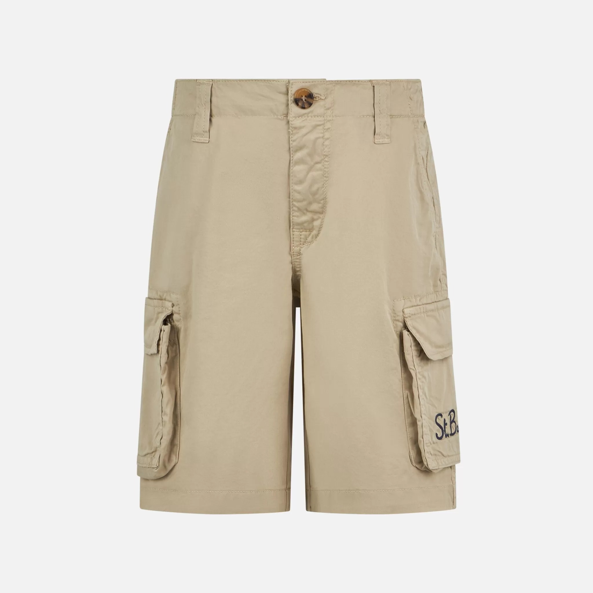 MC2 Saint Barth Boy beige cotton cargo shorts Cheap