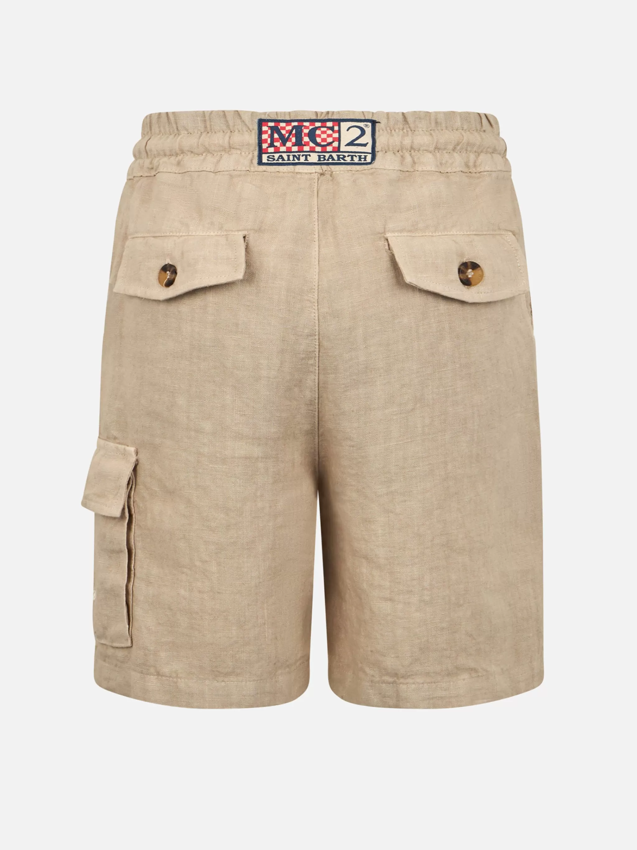 MC2 Saint Barth Boy beige linen bemuda Marseille Jr Hot