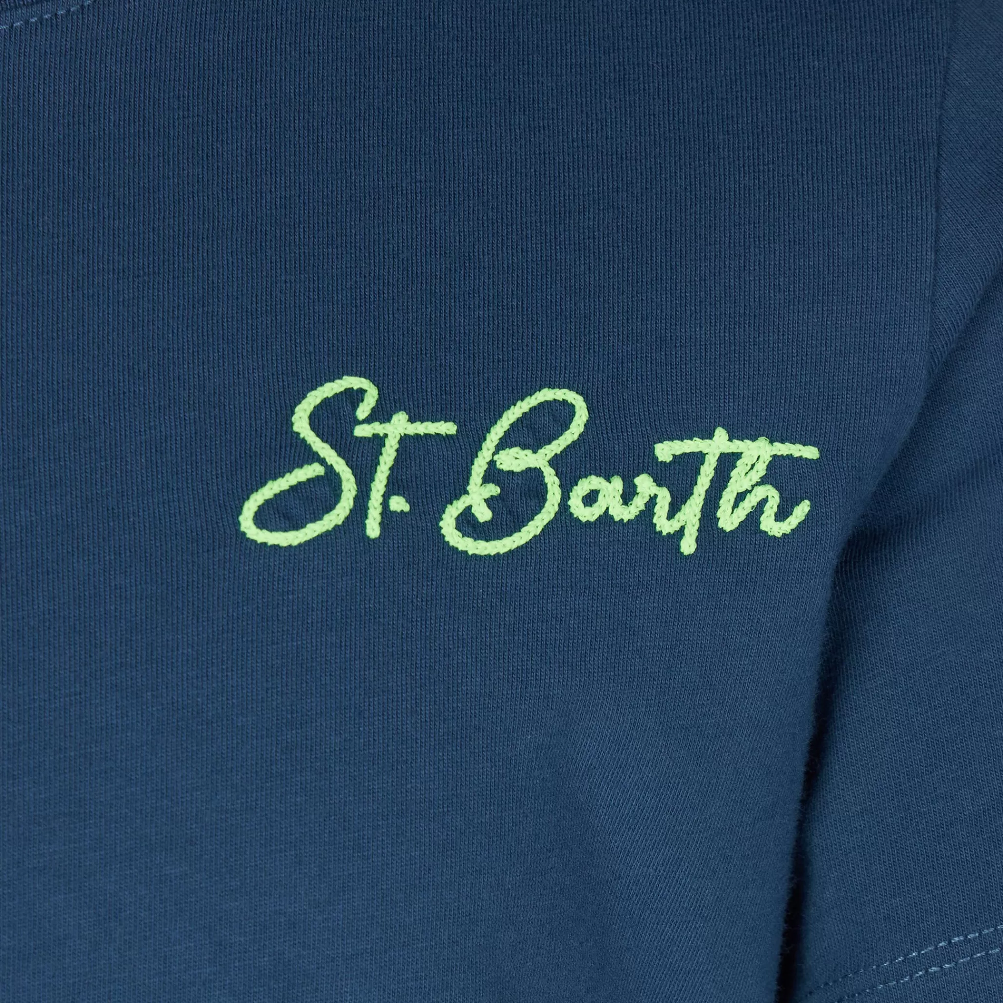 MC2 Saint Barth Boy blue cotton t-shirt with St. Barth beach print Hot