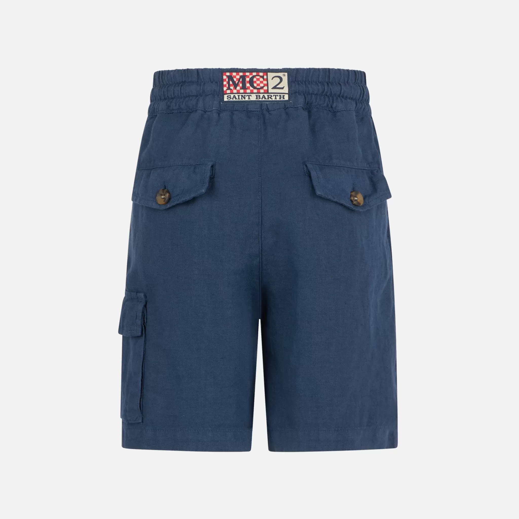 MC2 Saint Barth Boy blue navy linen bermuda shorts Cheap