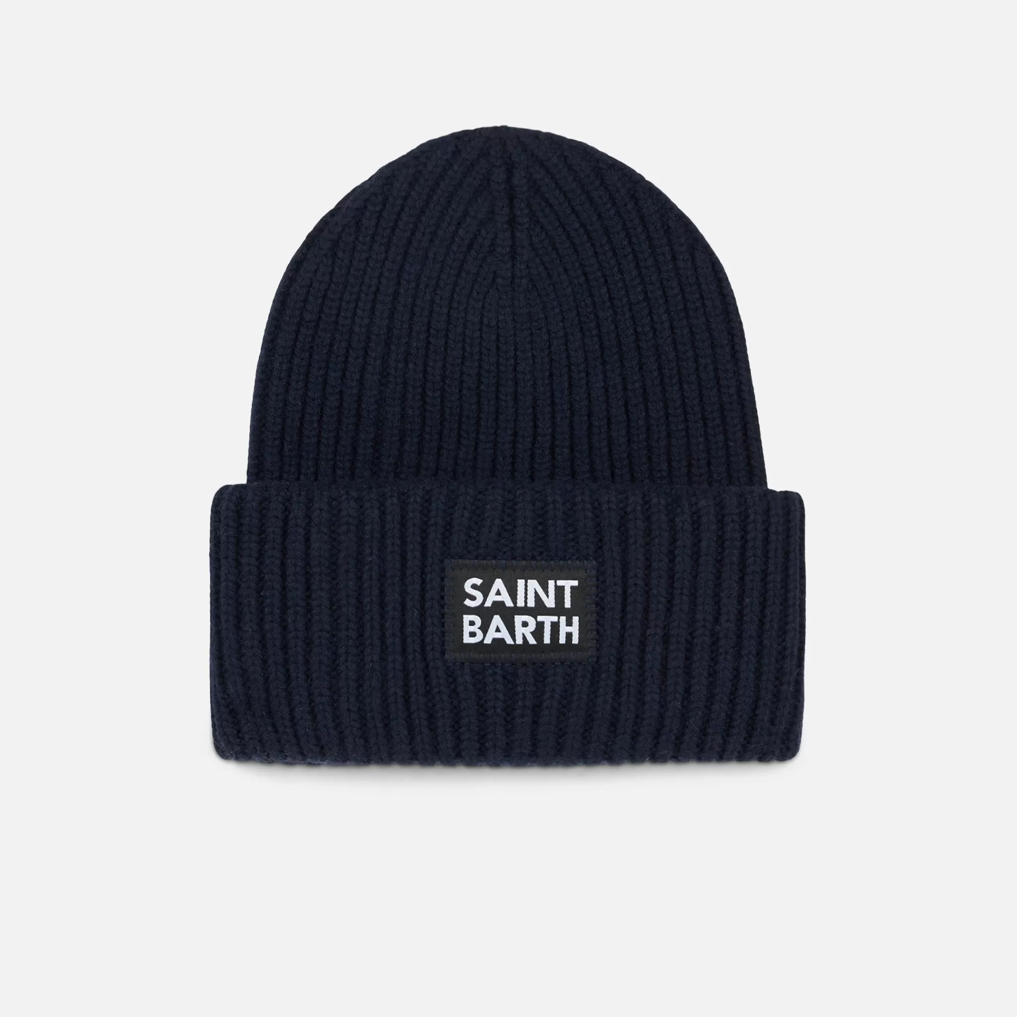 MC2 Saint Barth Boy blue ribbed beanie with Saint Barth label Online