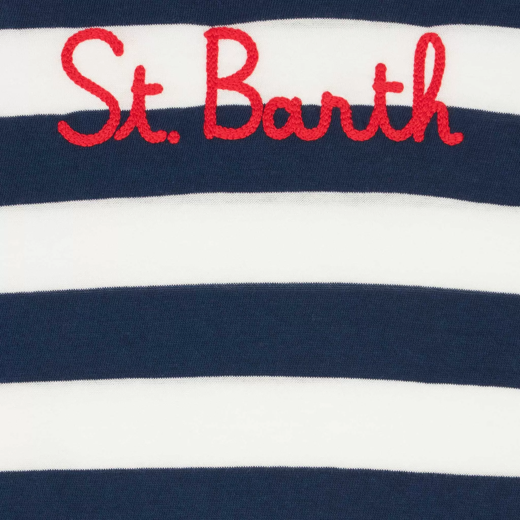 MC2 Saint Barth Boy blue striped t-shirt with St. Barth embroidery Cheap