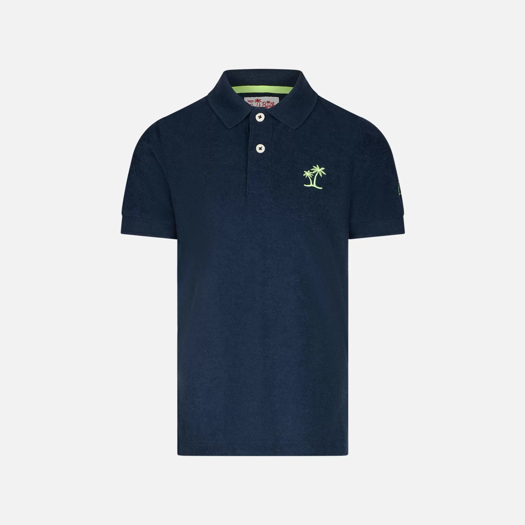 MC2 Saint Barth Boy blue terry polo with palm embroidery Discount