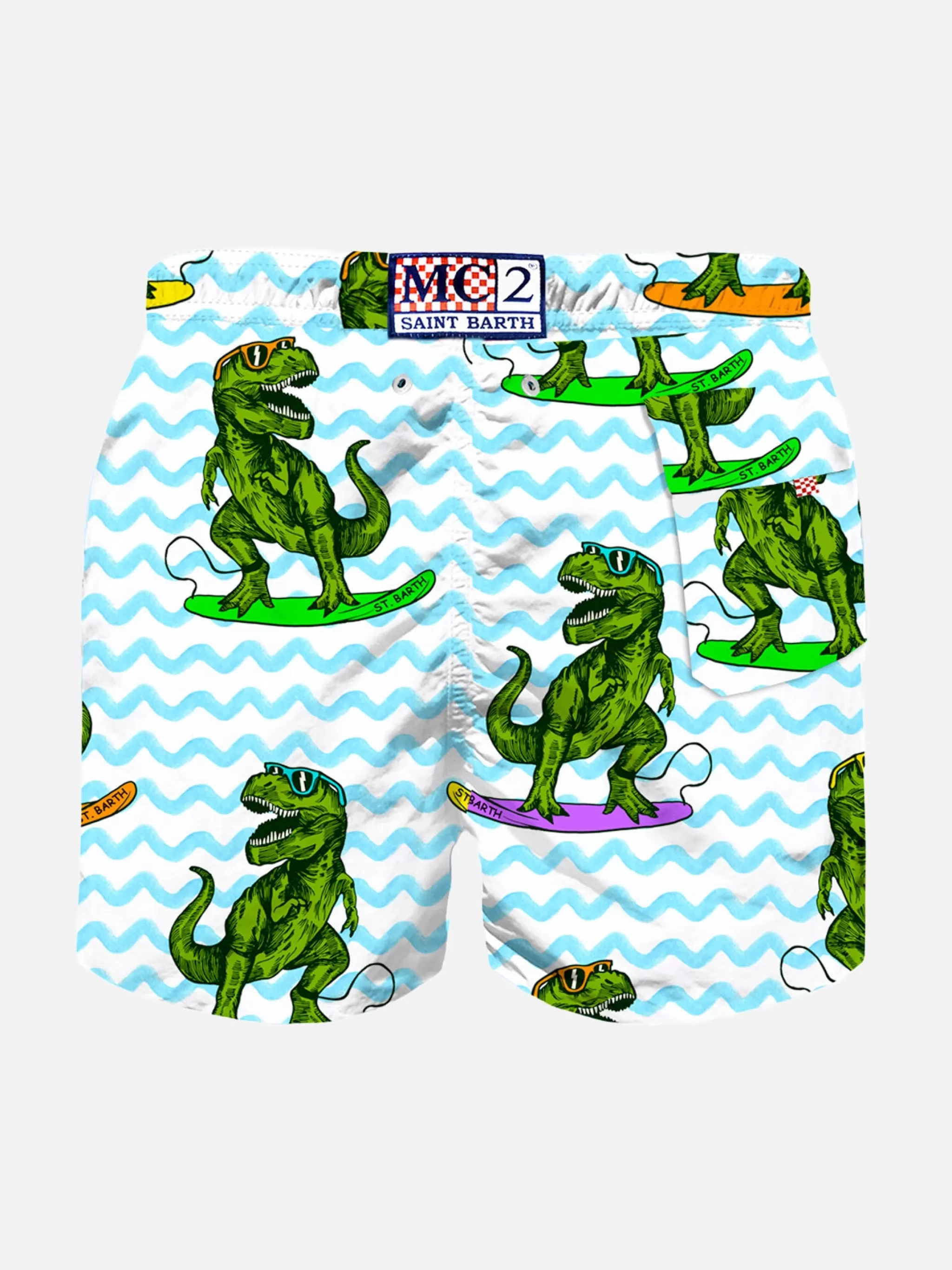 MC2 Saint Barth Boy classic swim shorts with dinosaur print Shop