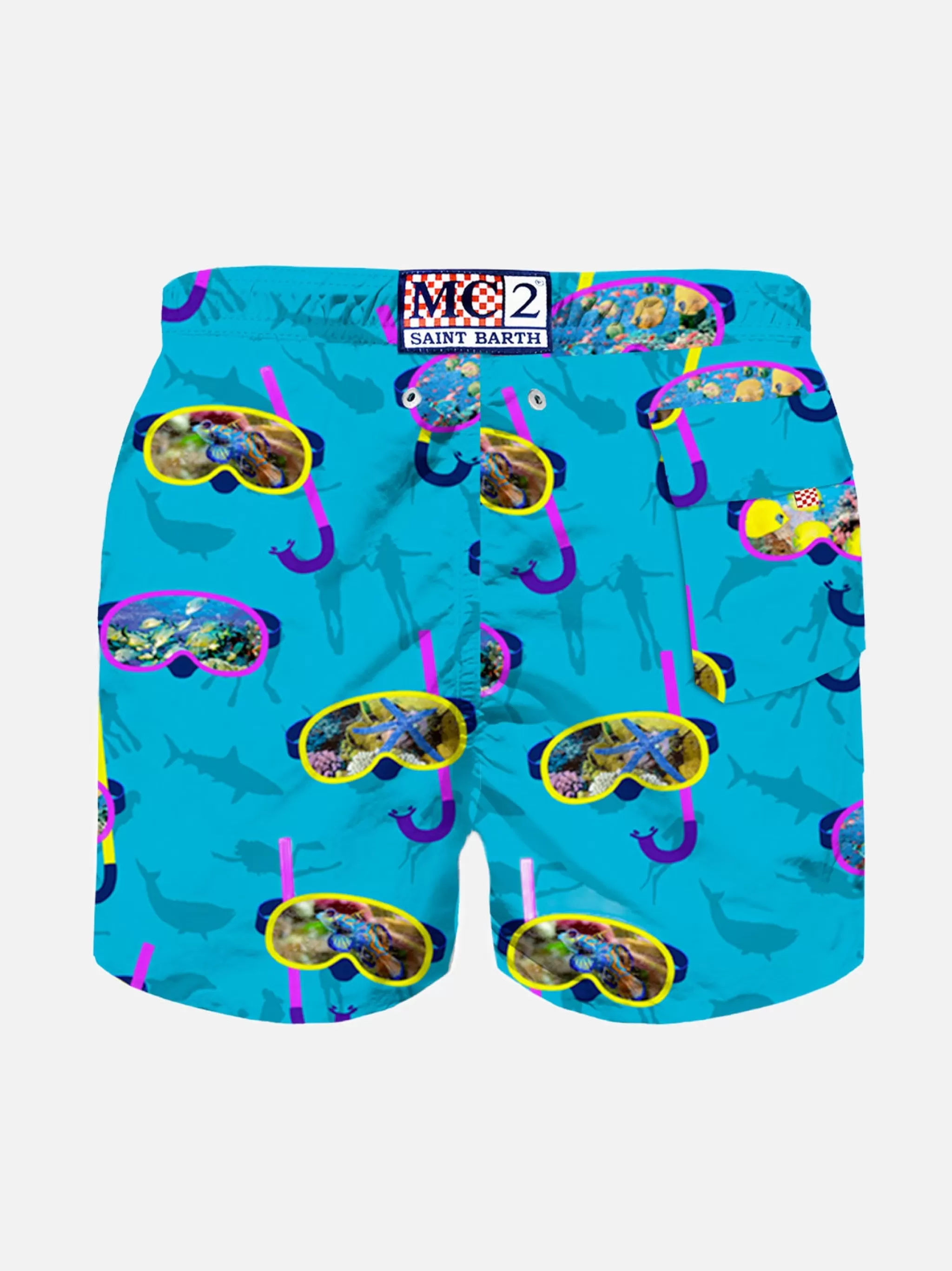 MC2 Saint Barth Boy classic swim shorts with diver mask print Flash Sale