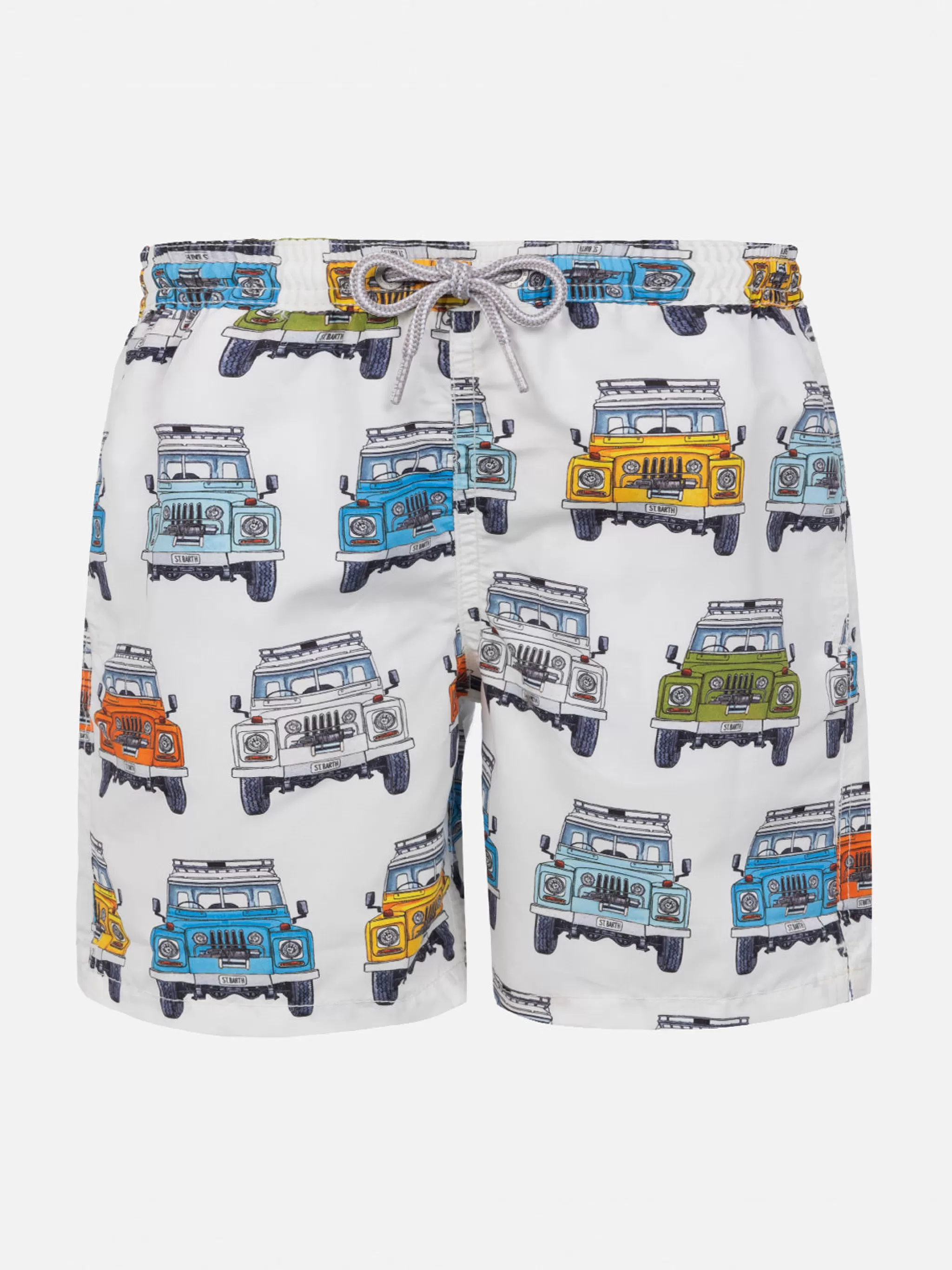 MC2 Saint Barth Boy classic swim shorts with safari car print New