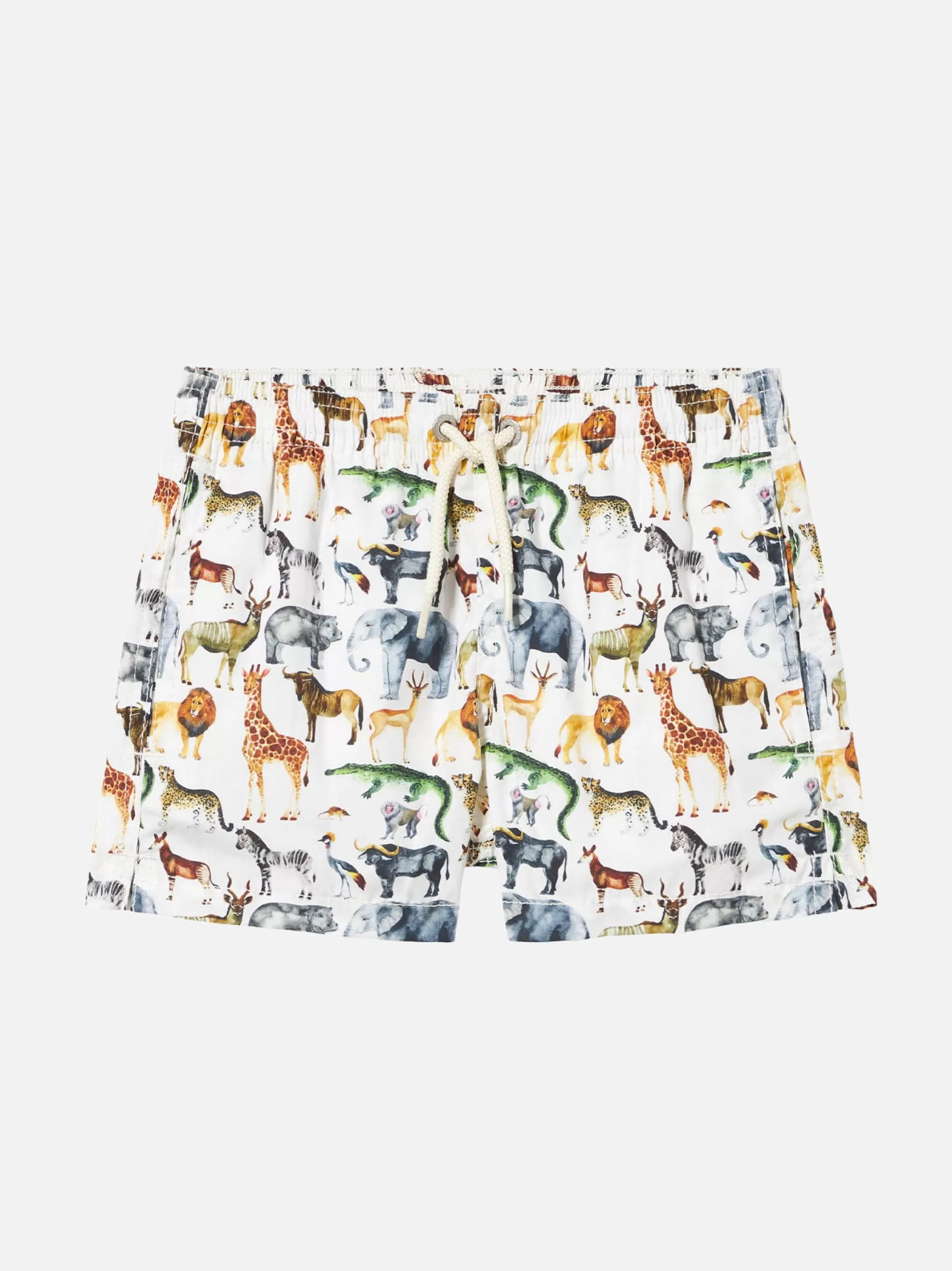 MC2 Saint Barth Boy cotton swim shorts with african zoo print Cheap