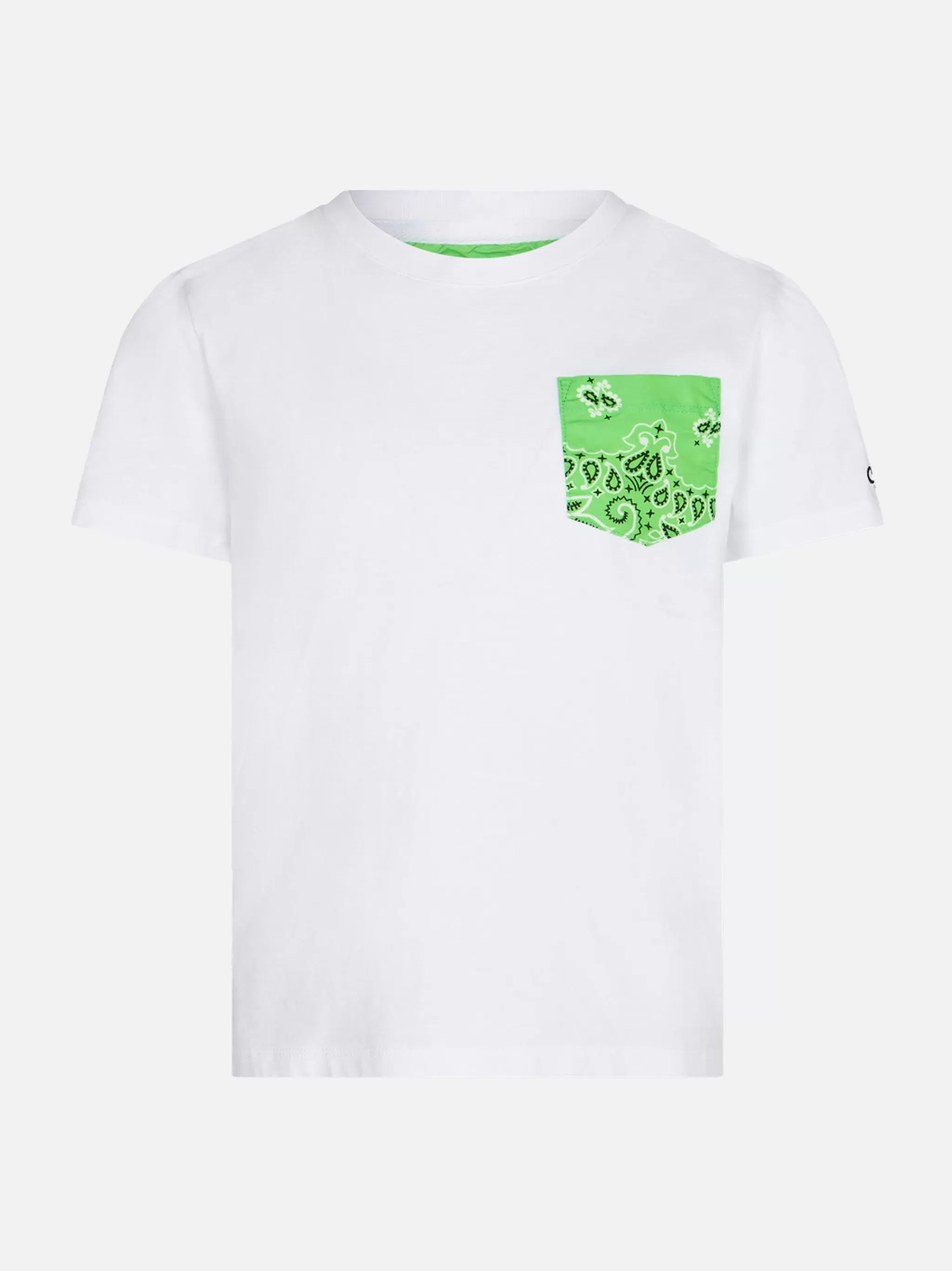 MC2 Saint Barth Boy cotton t-shirt with green bandanna printed pocket Shop