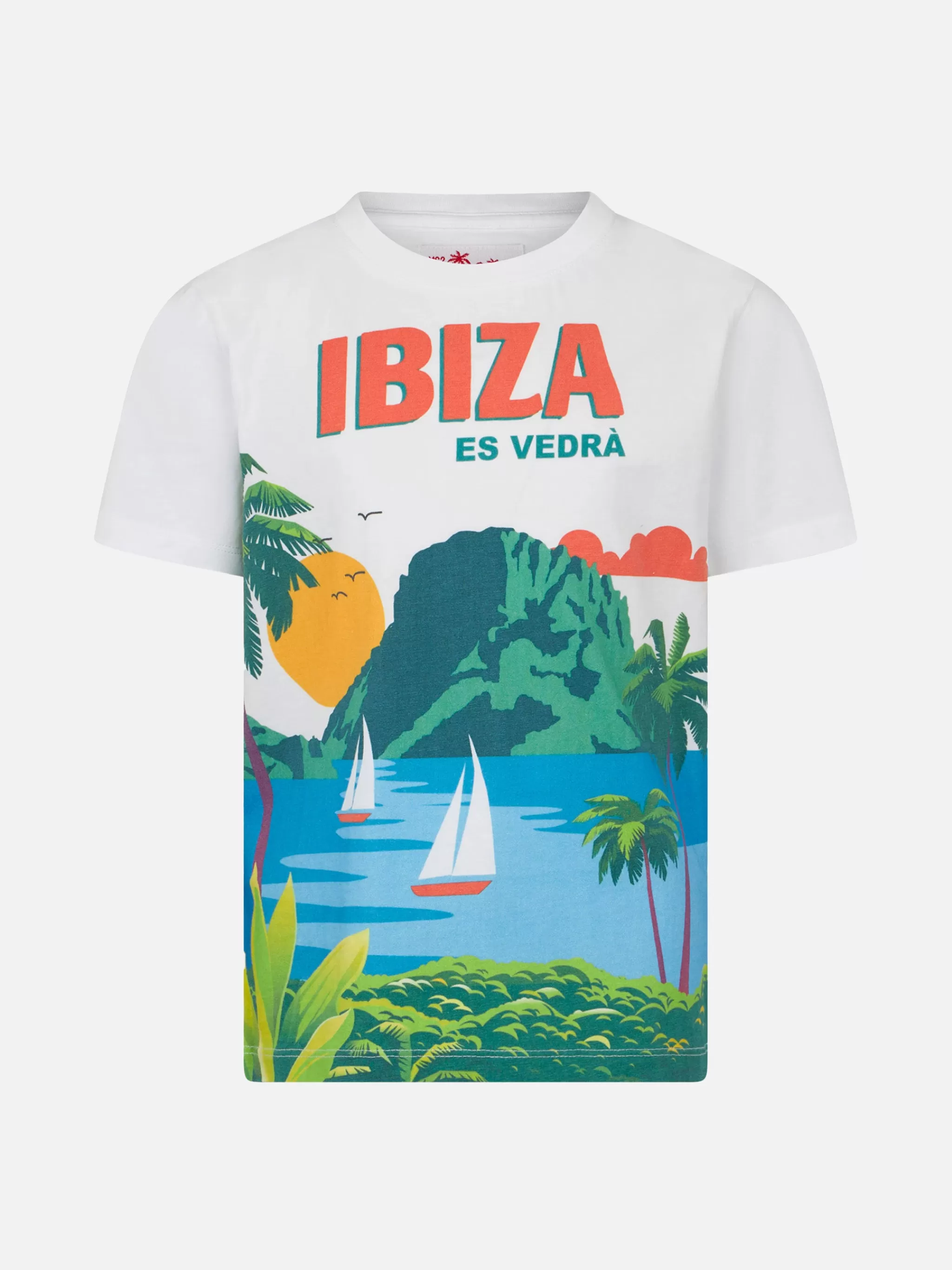 MC2 Saint Barth Boy cotton t-shirt with Ibiza postcard print Outlet