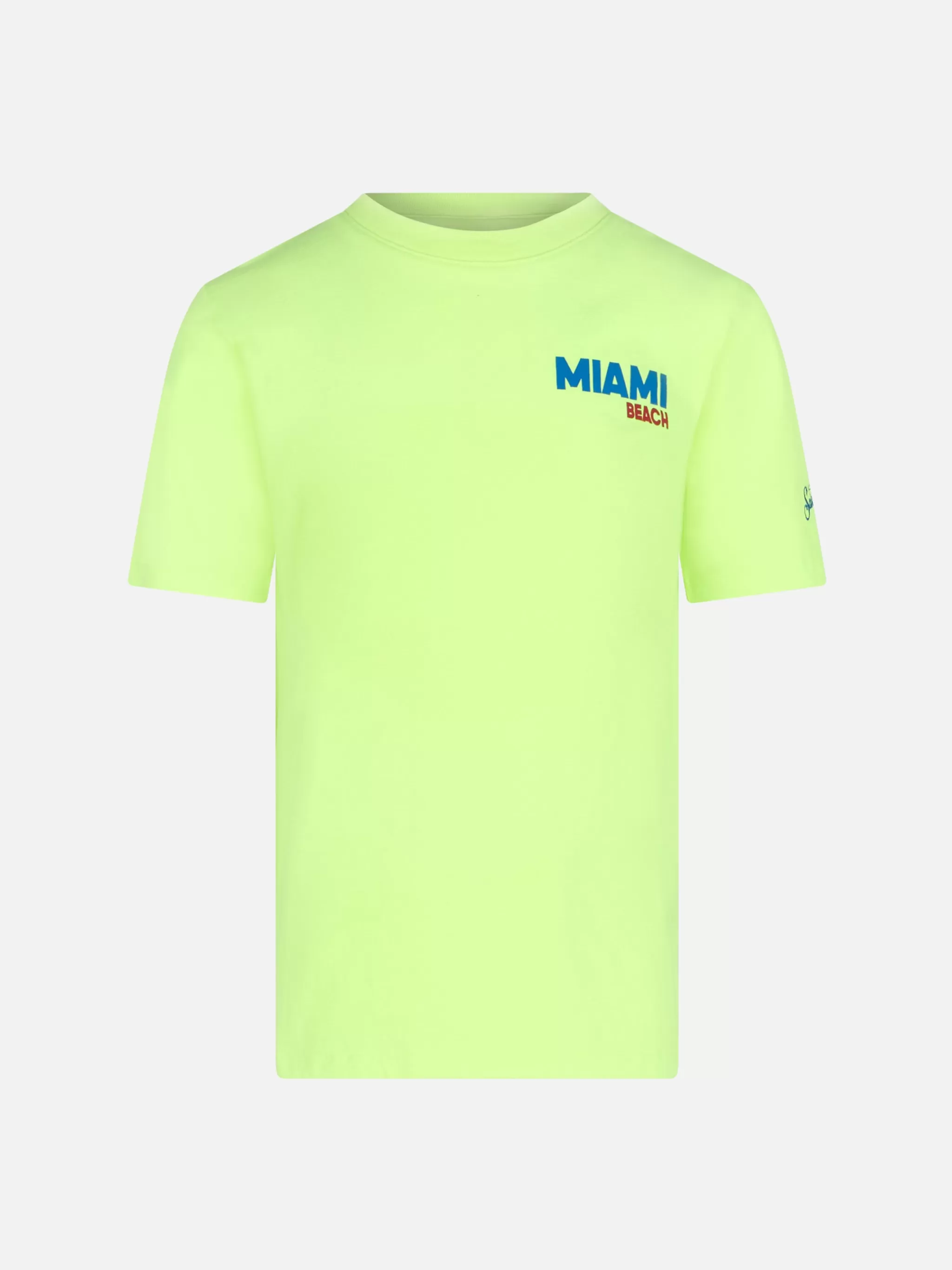 MC2 Saint Barth Boy cotton t-shirt with Miami Beach postcard print Sale