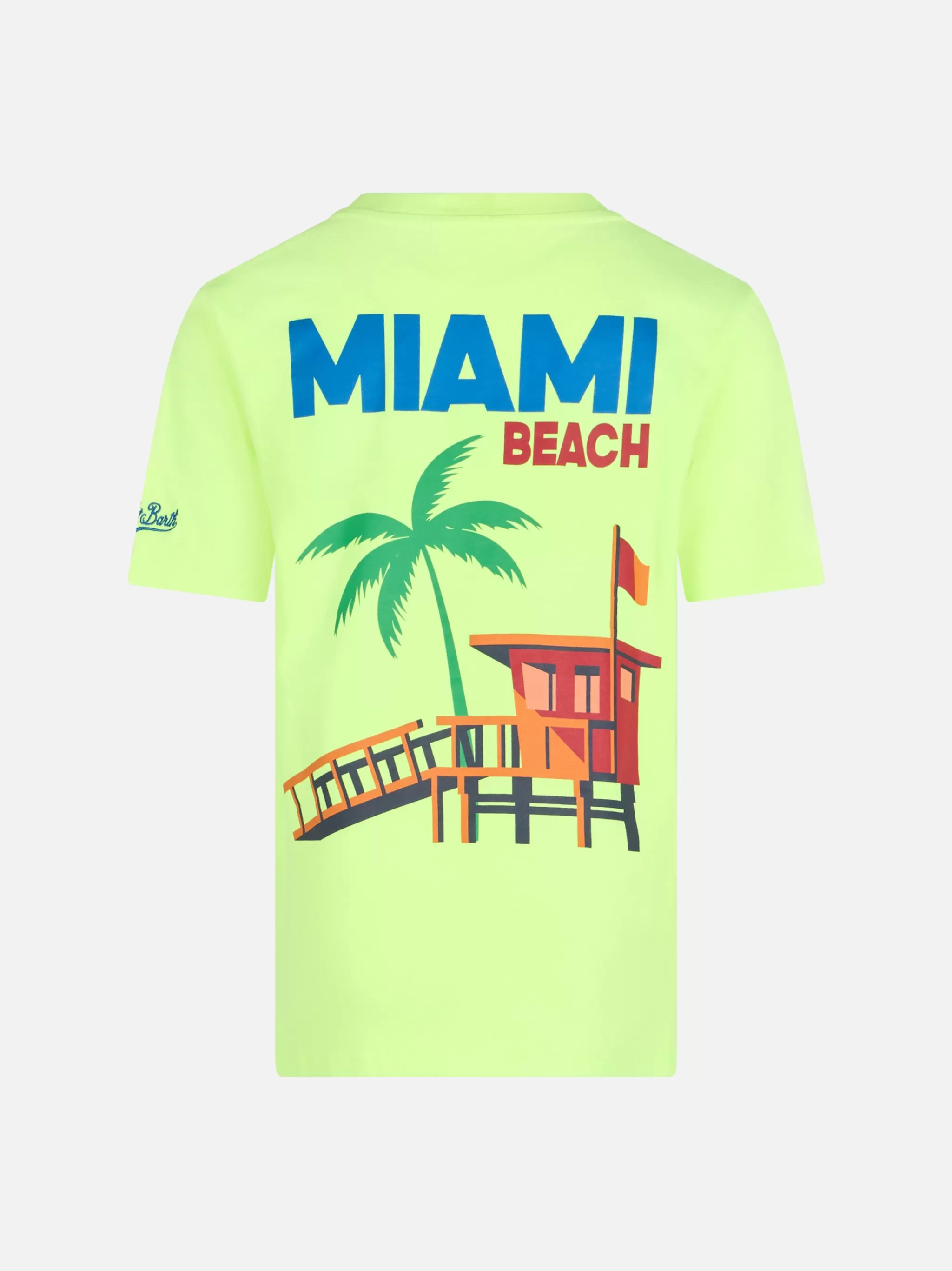 MC2 Saint Barth Boy cotton t-shirt with Miami Beach postcard print Sale