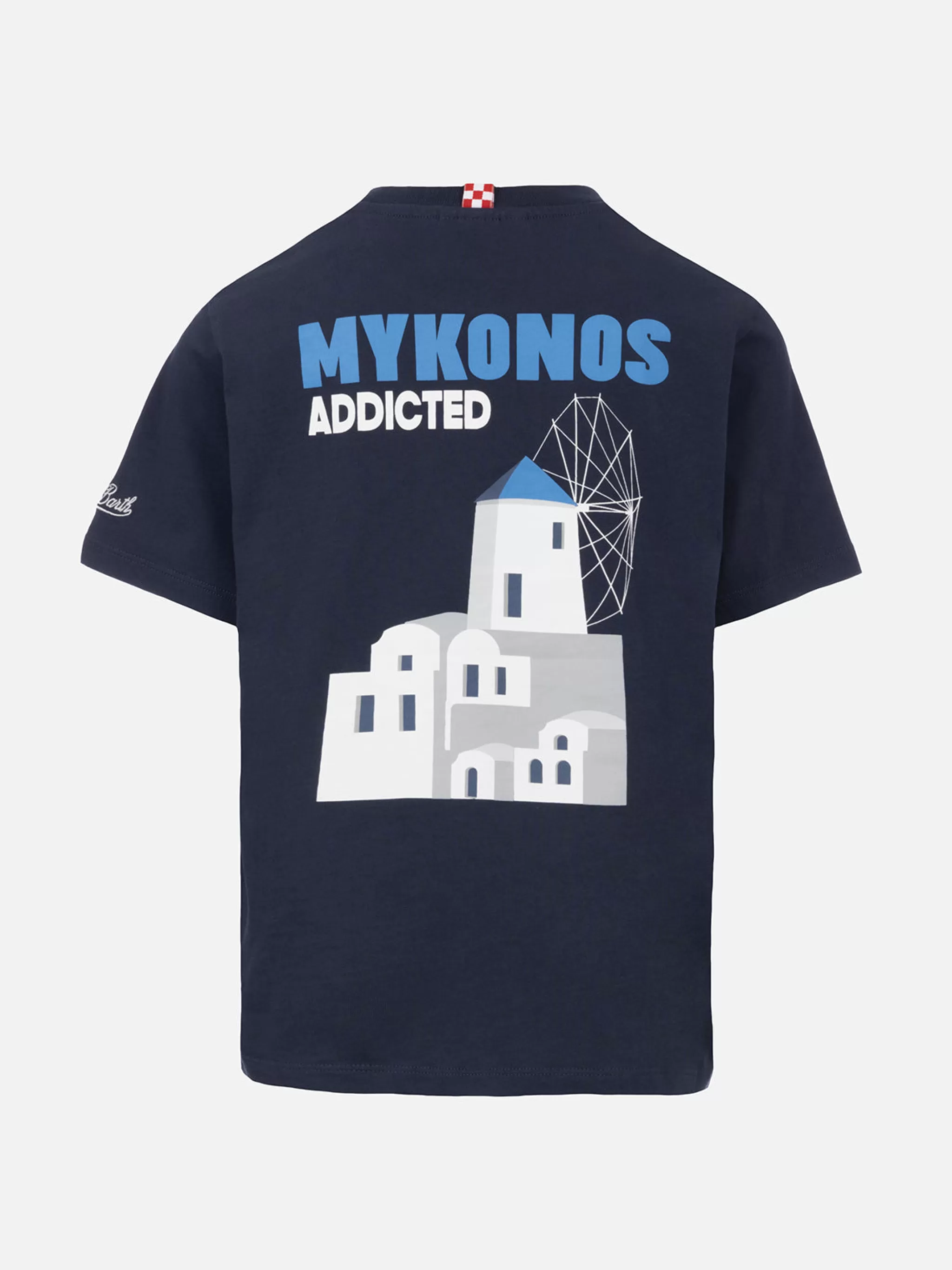 MC2 Saint Barth Boy cotton t-shirt with Mykonos addicted postcard print Store