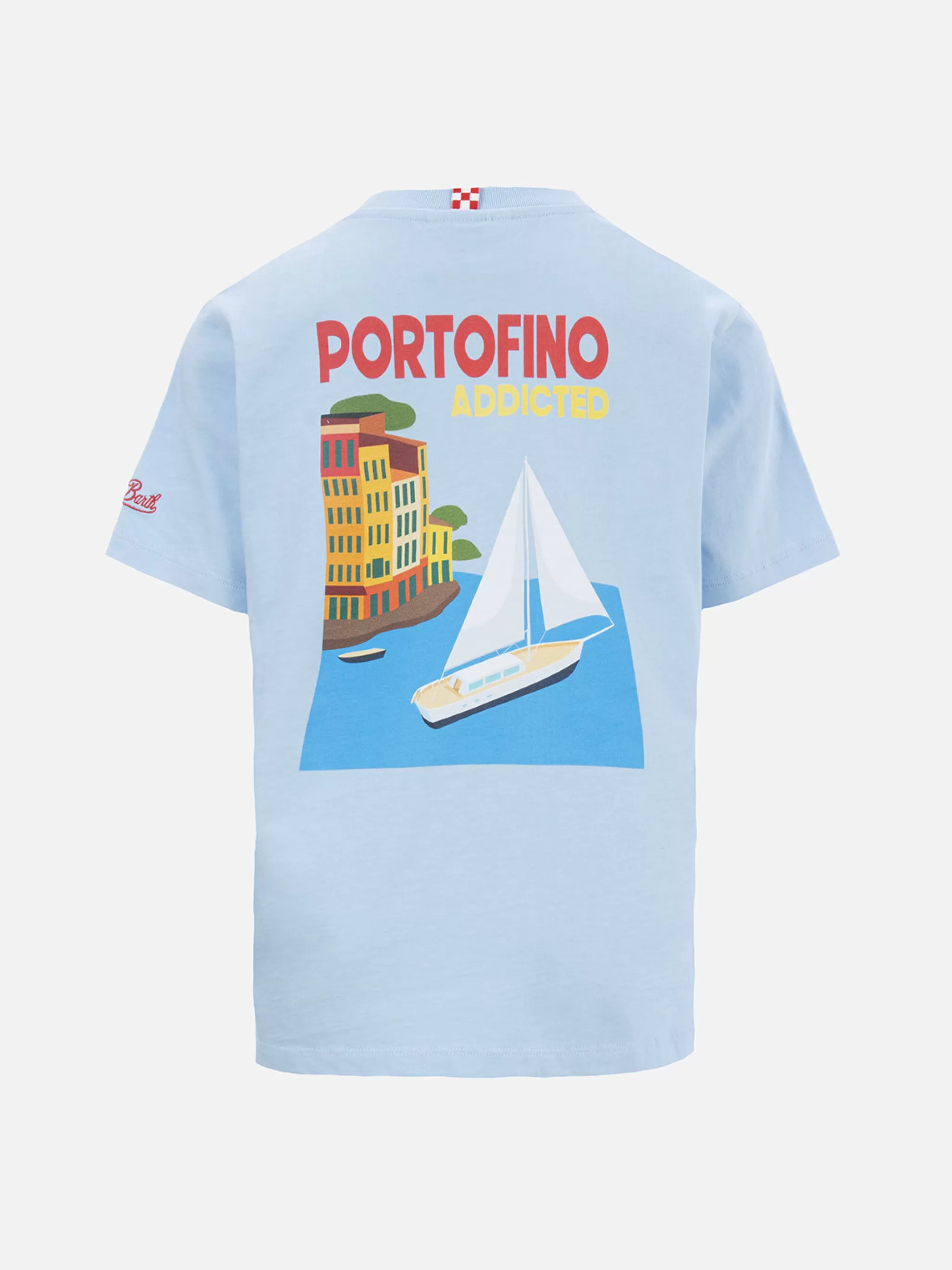 MC2 Saint Barth Boy cotton t-shirt with Portofino addicted postcard print Discount