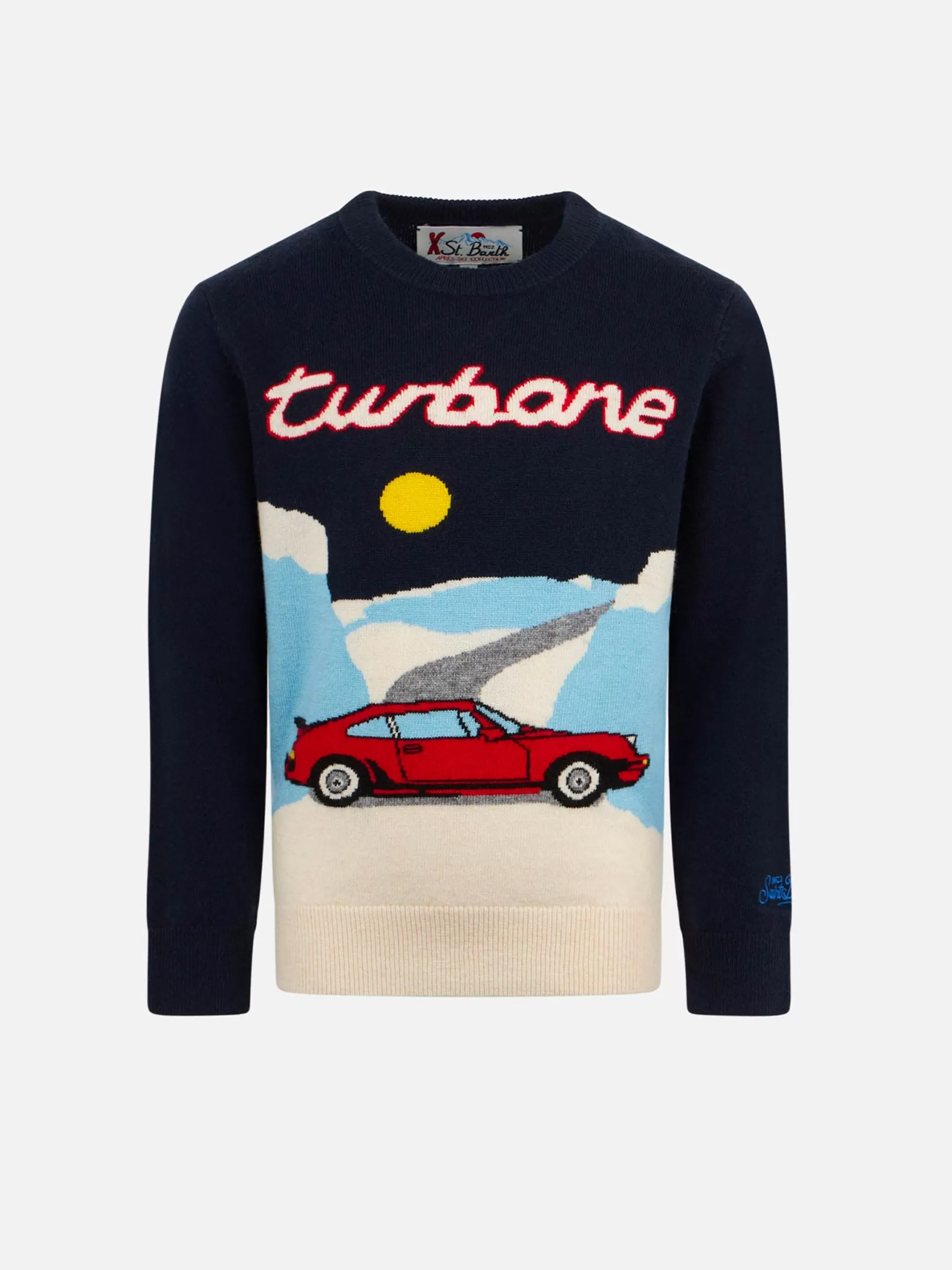 MC2 Saint Barth Boy crewneck sweater with car jacquard Cheap