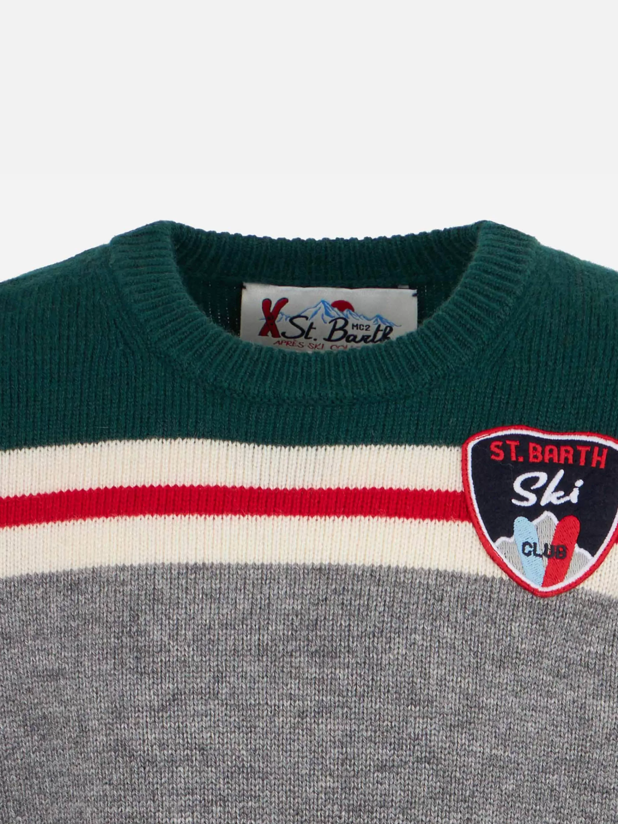 MC2 Saint Barth Boy crewneck sweater with St. Barth ski club patch Cheap