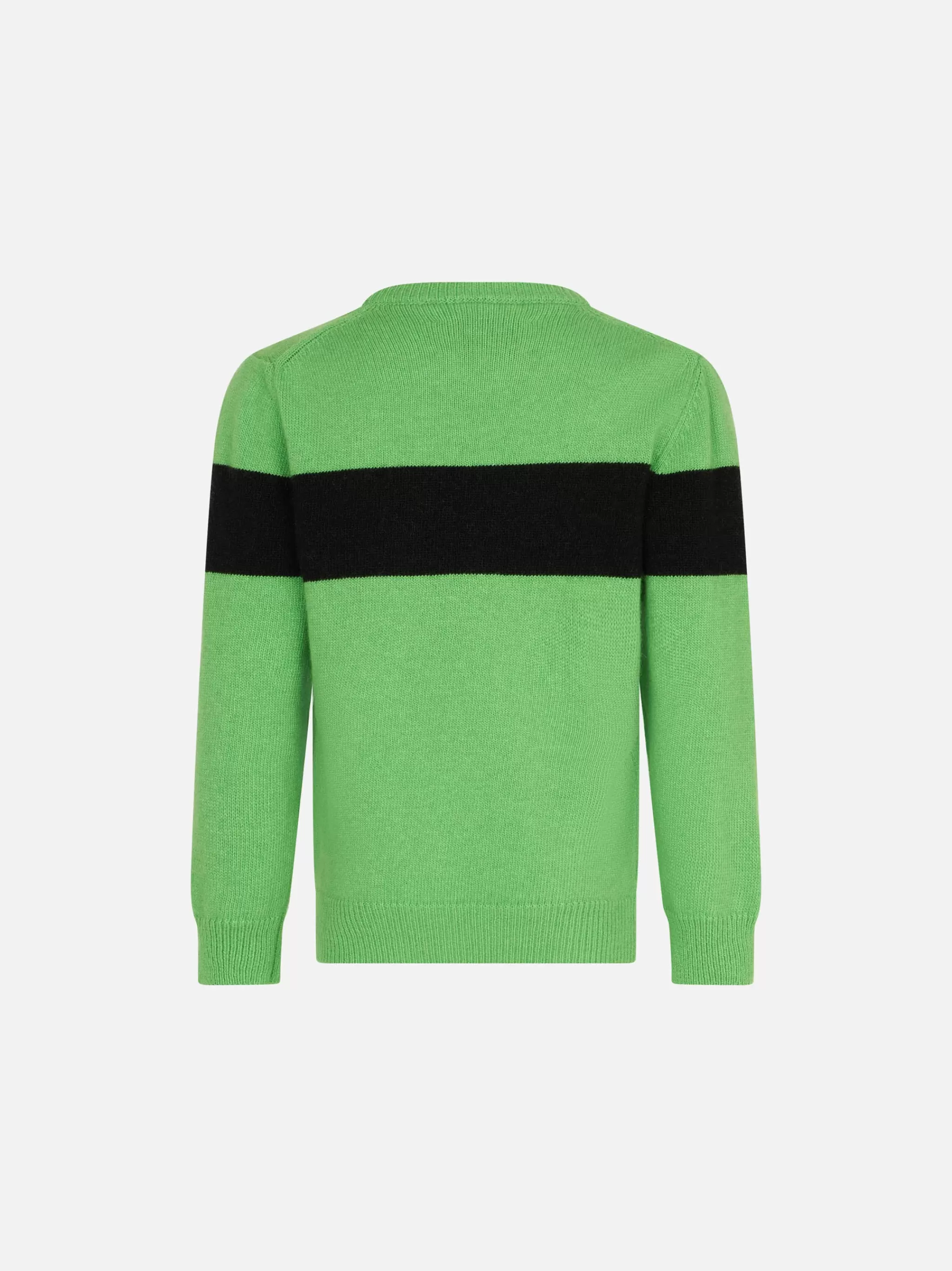 MC2 Saint Barth Boy fluo green sweater with Off-Piste lettering Cheap