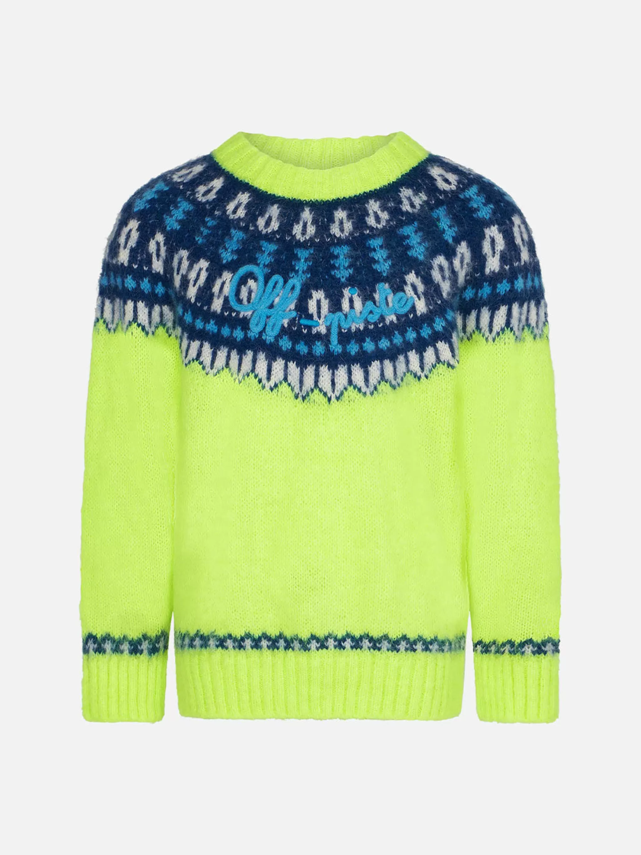 MC2 Saint Barth Boy fluo yellow sweater with icelandic jacquard Hot