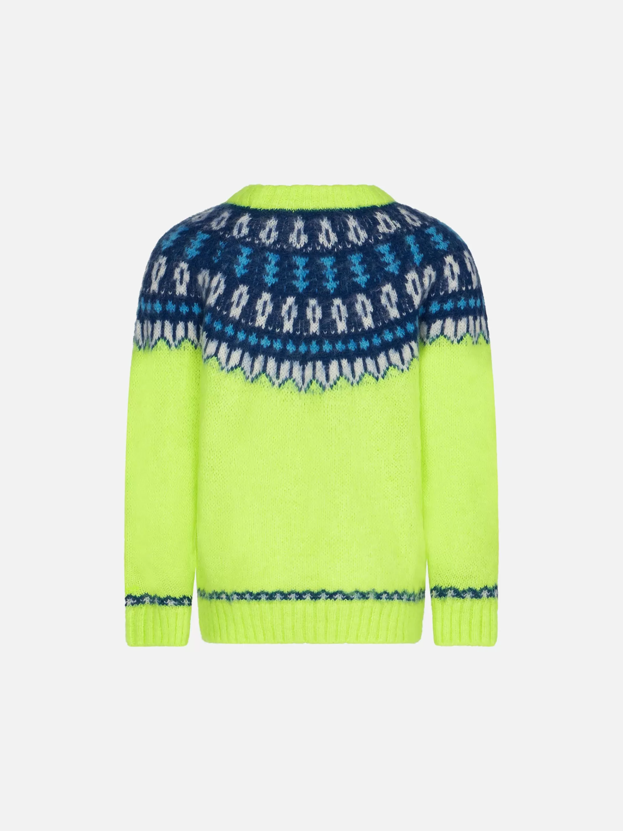 MC2 Saint Barth Boy fluo yellow sweater with icelandic jacquard Hot