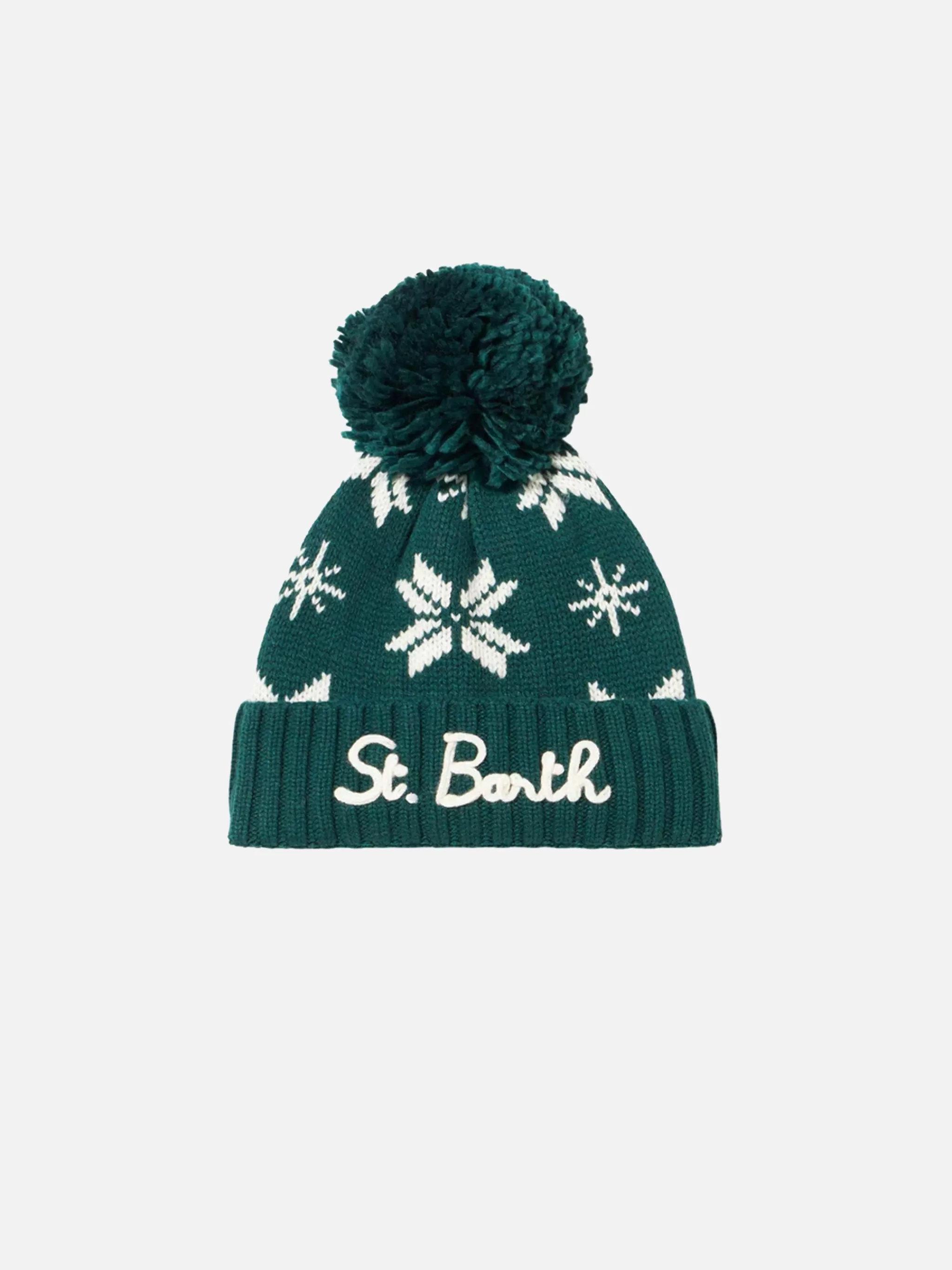 MC2 Saint Barth Boy green beanie with norwegian pattern Sale